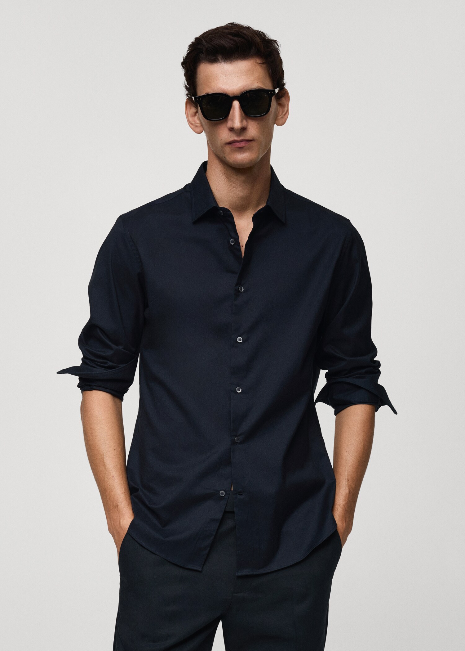 Camisa 100% algodón twill regular fit - Plano medio