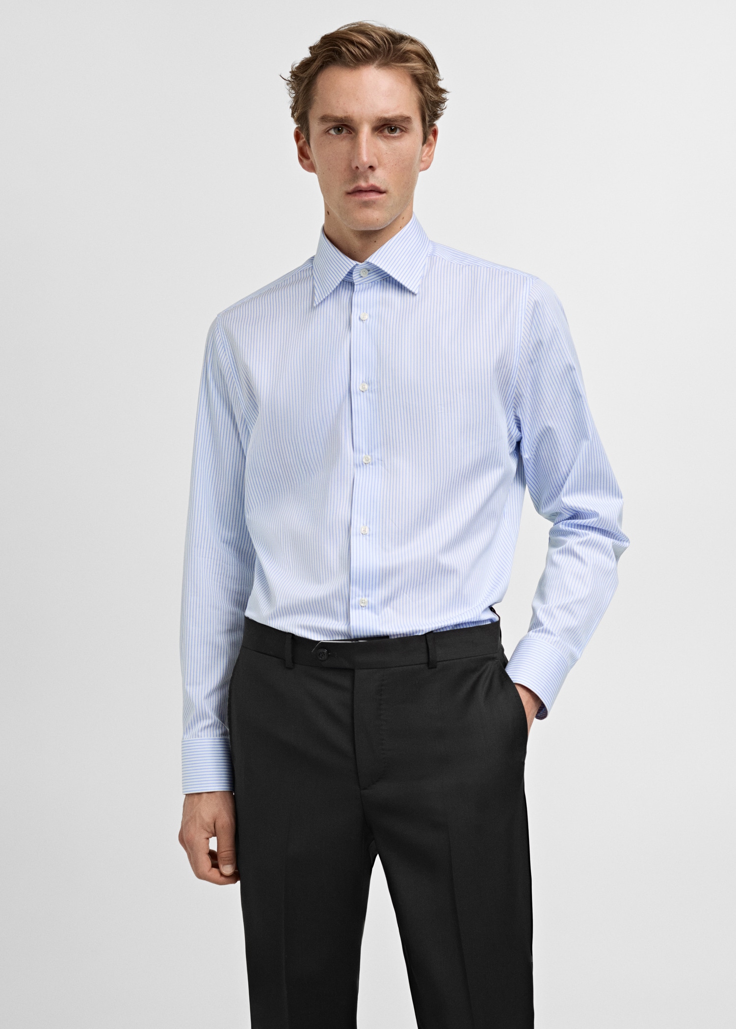 Chemise 100 % coton rayures slim-fit - Plan moyen