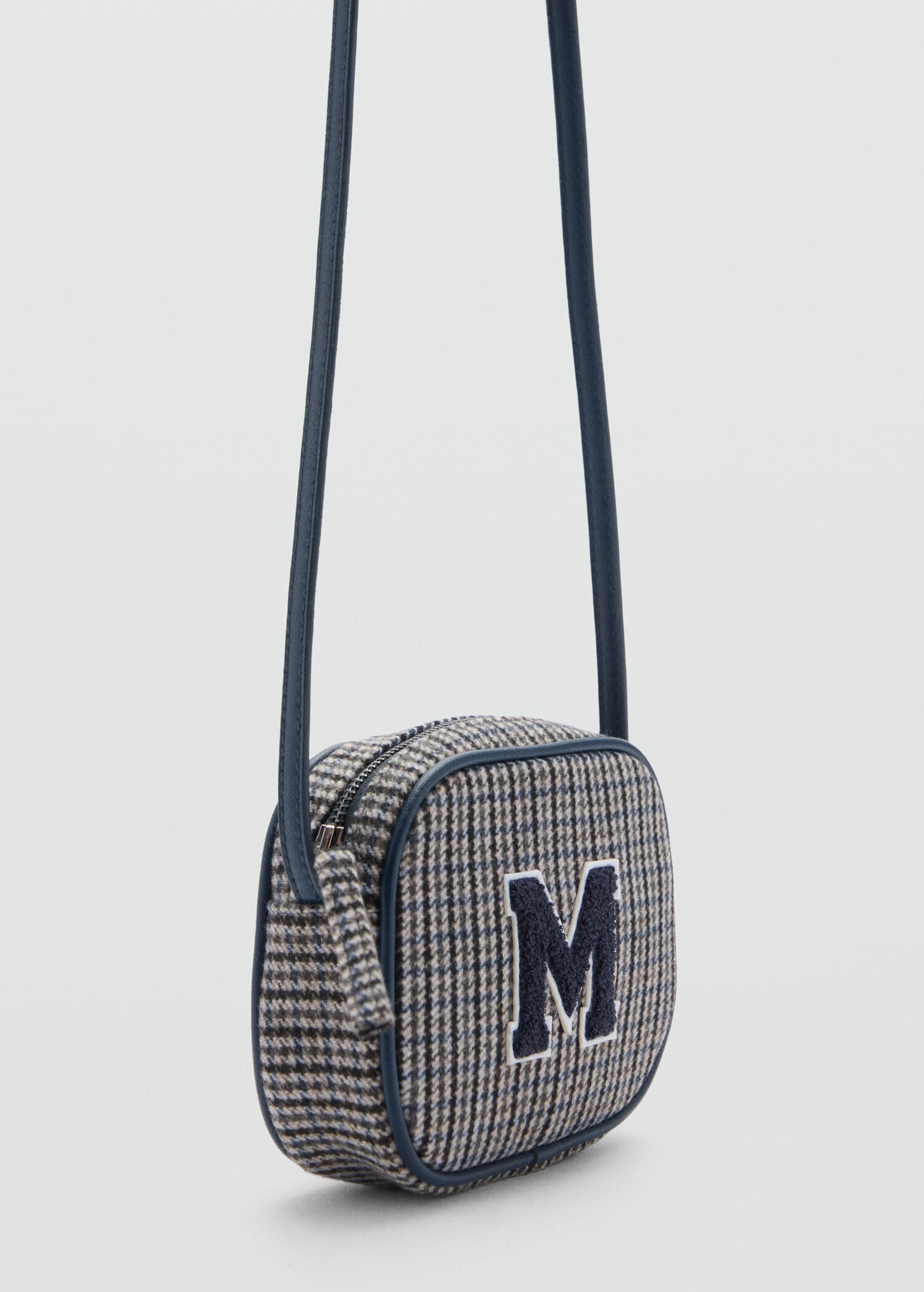 Houndstooth pattern contrast bag - Medium plane