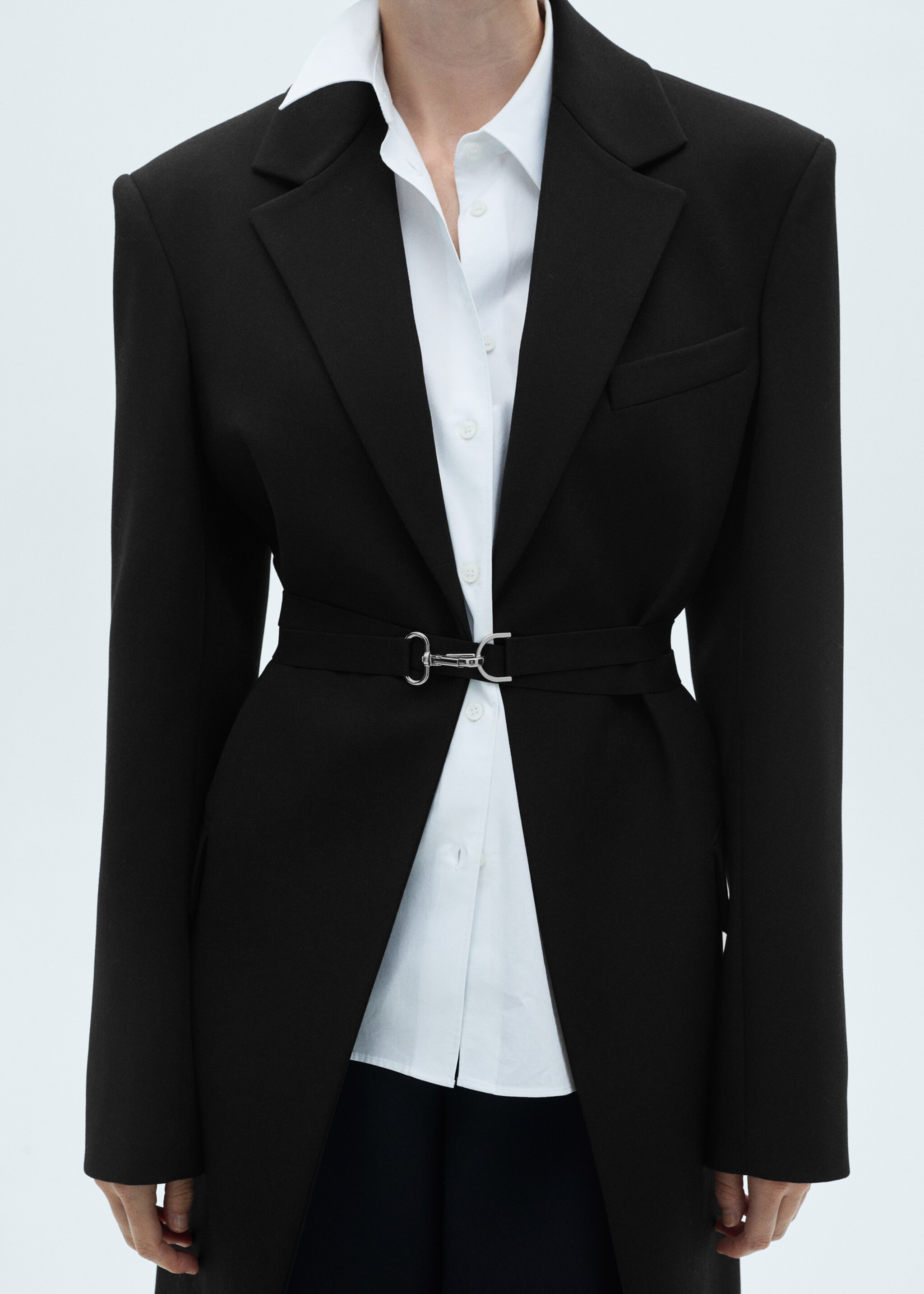Manteau structuré double tissu ceinture - Détail de l'article 6