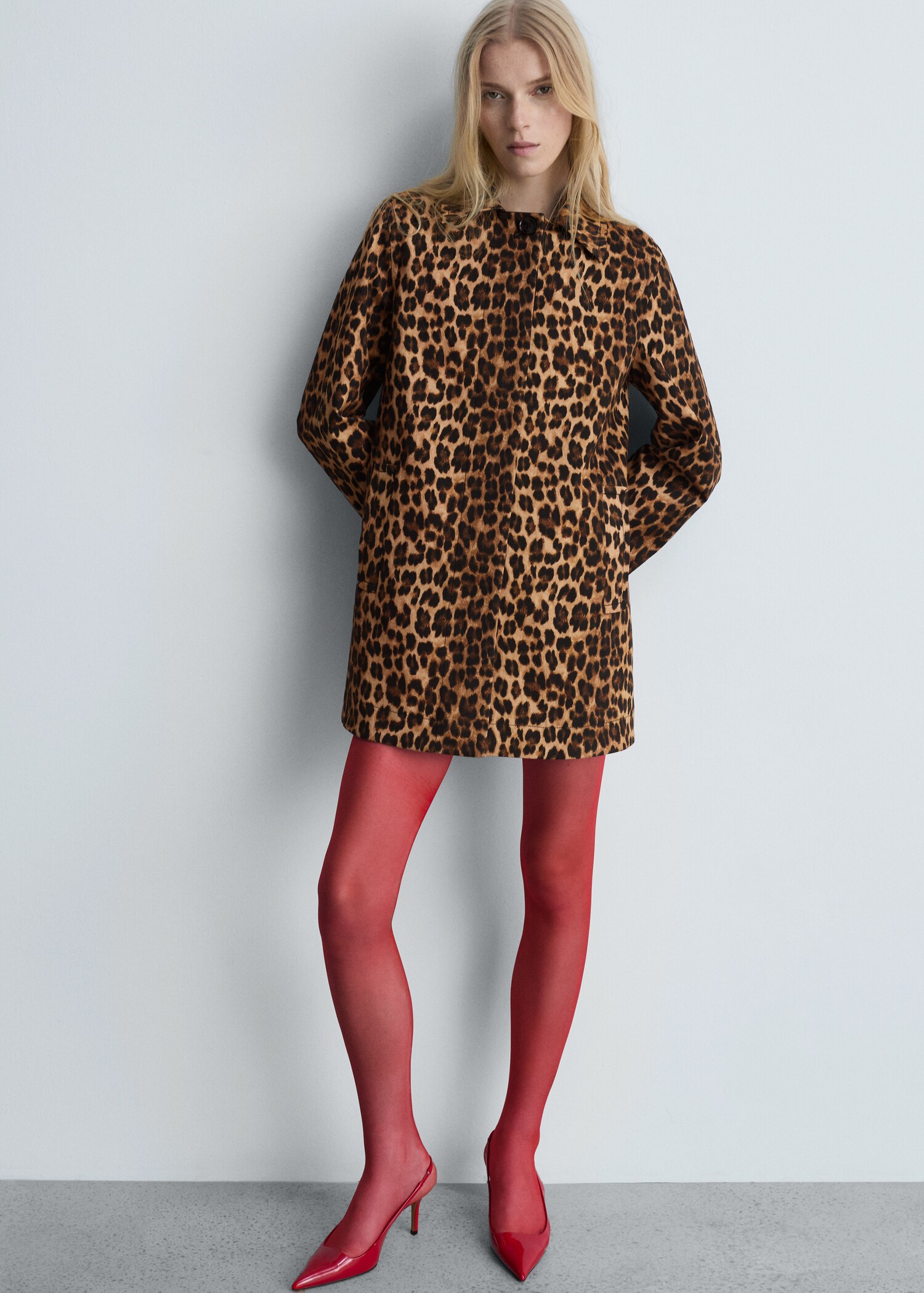 Leopard-print straight-fit coat - Details of the article 2