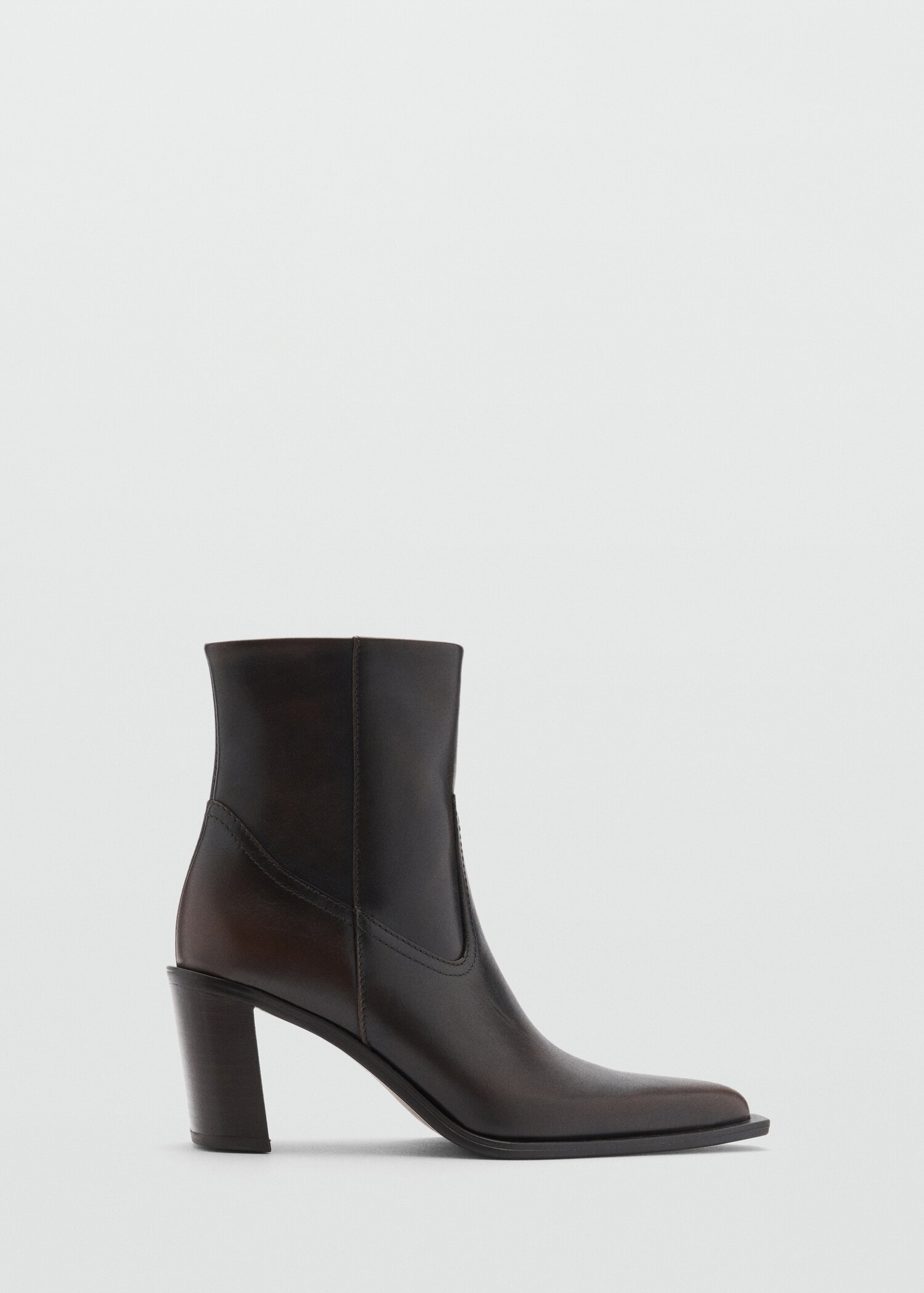 Leather ankle boots with block heel - Article without model