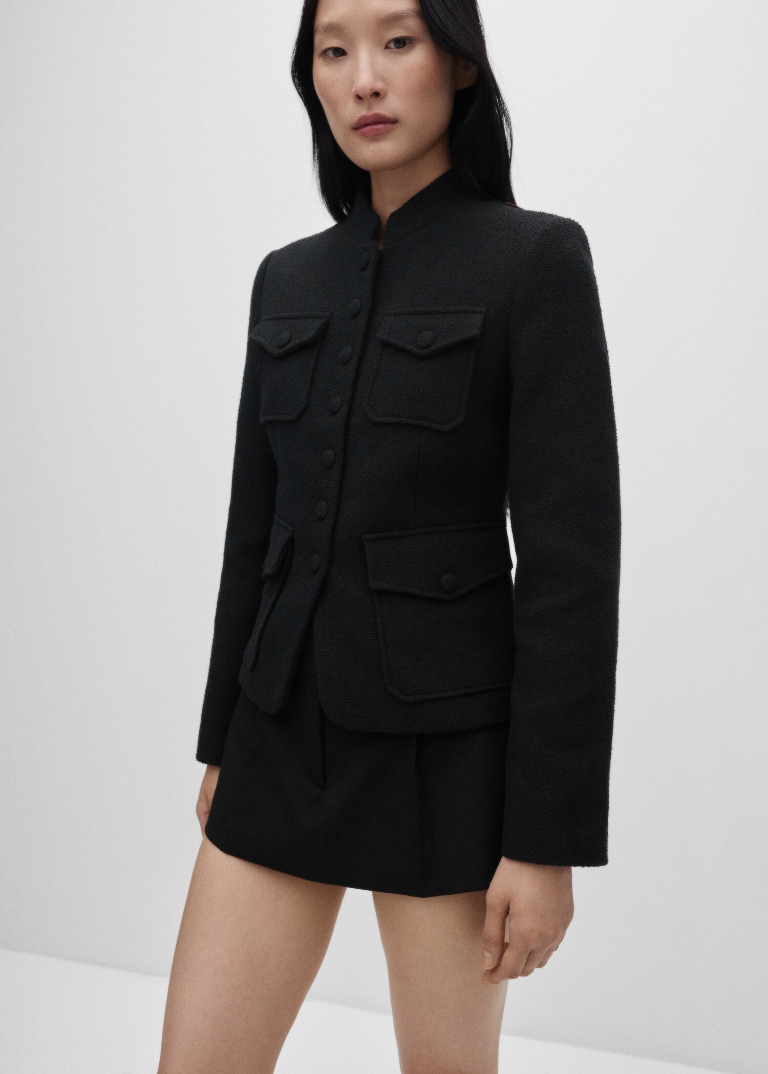 Veste en tweed à poches - Plan moyen