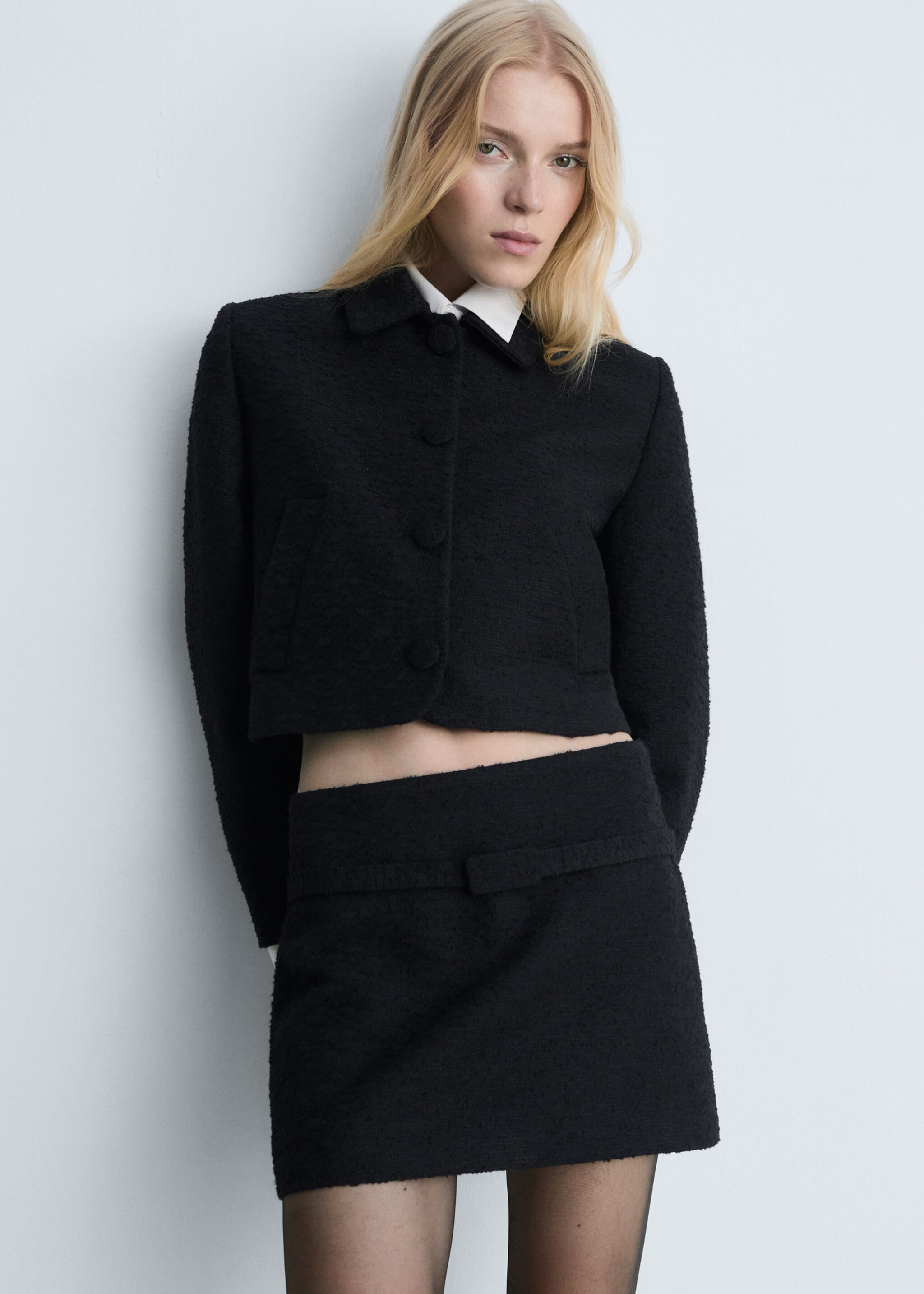 Chaqueta tweed crop - Plano medio