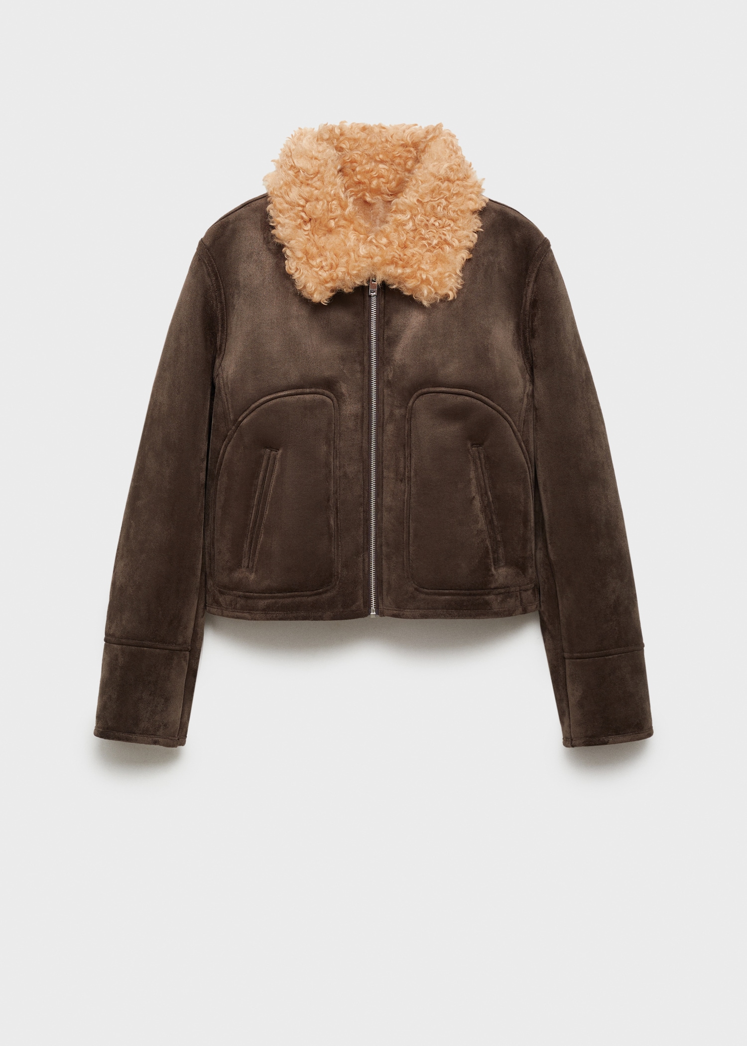 Jacket with suede-effect shearling collar - Article without model