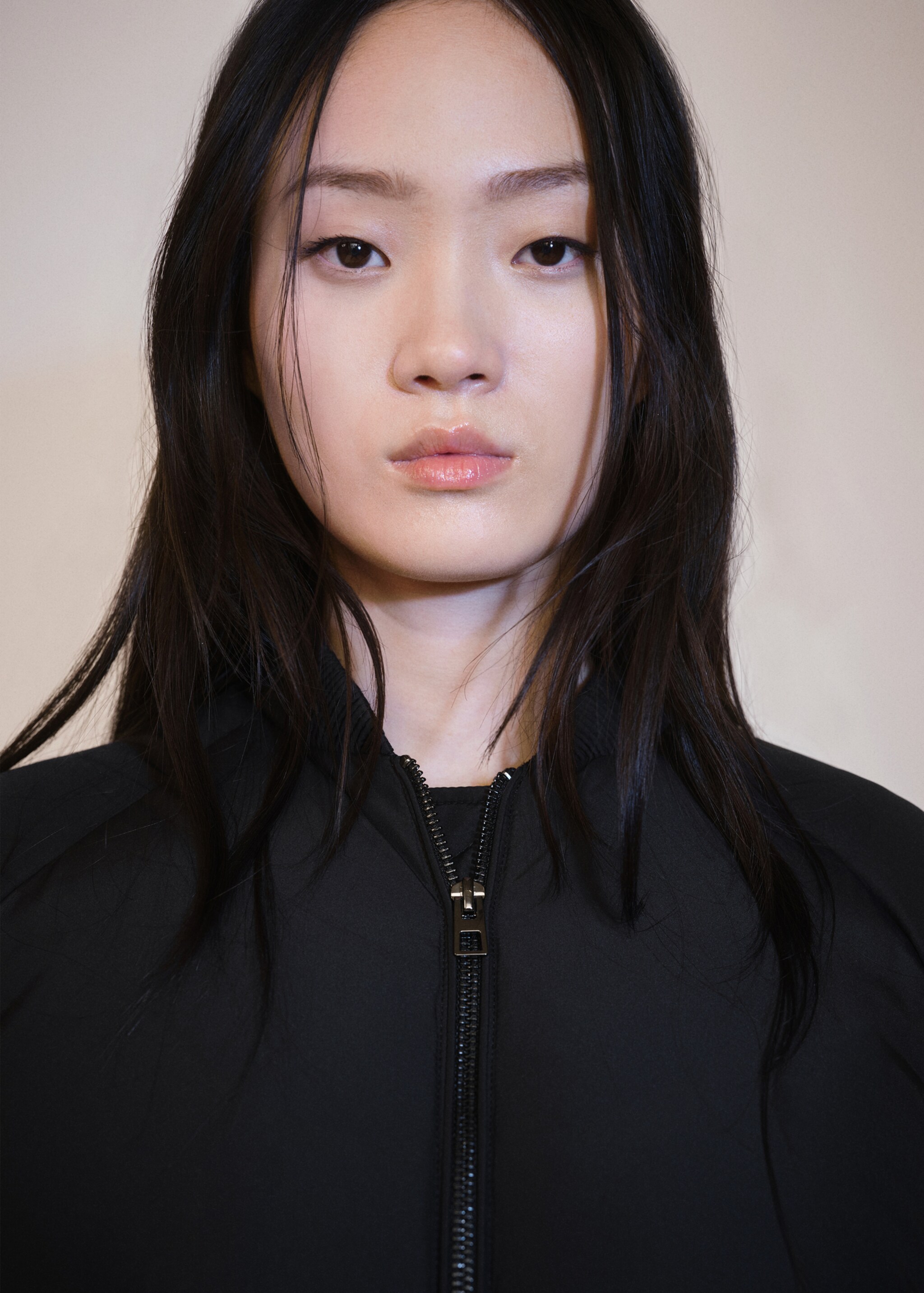 Bomber jacket with zip - Details of the article 1, Black. Ref: 77057663-00.