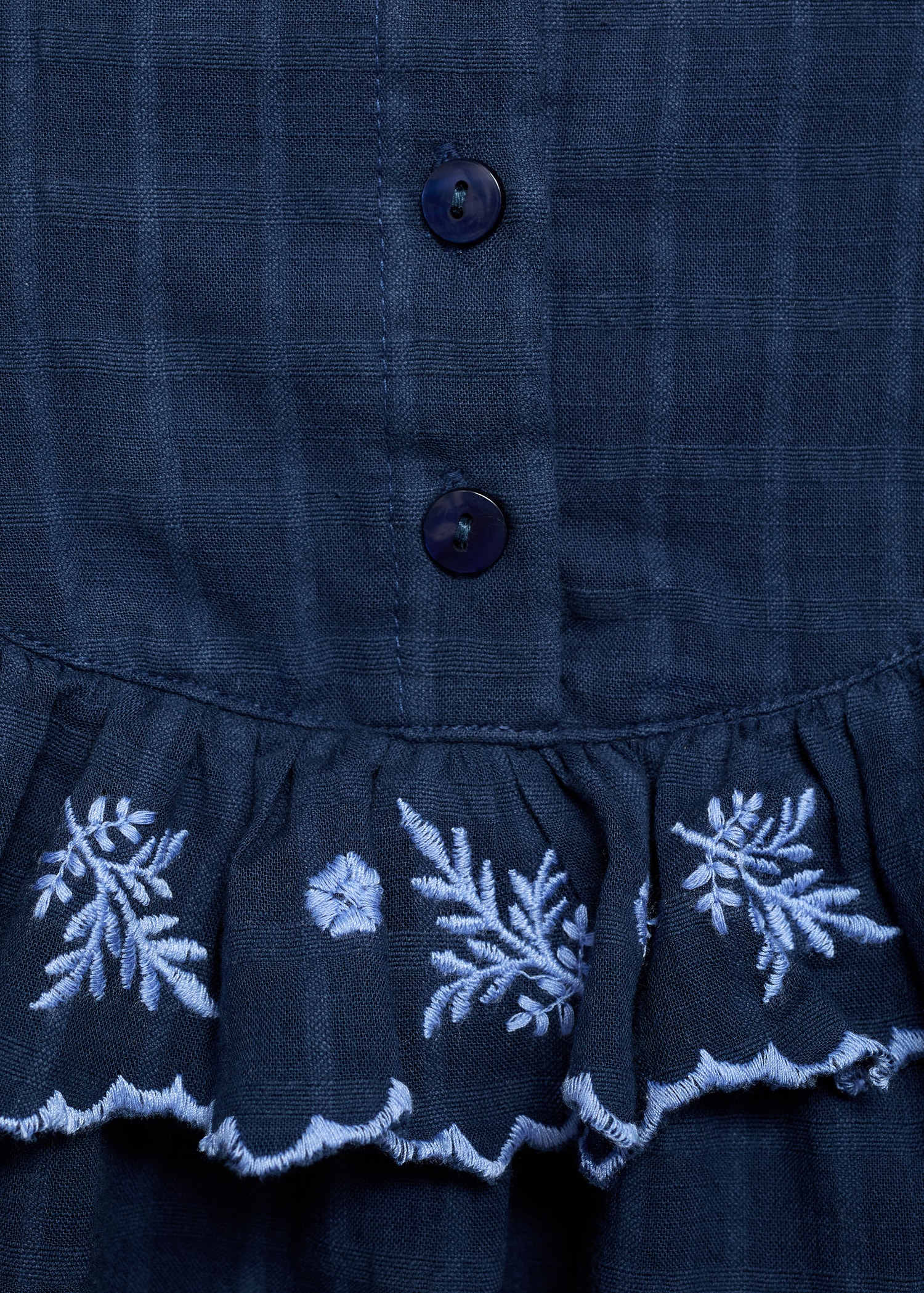 Check dress with embroidered detail - Details of the article 0