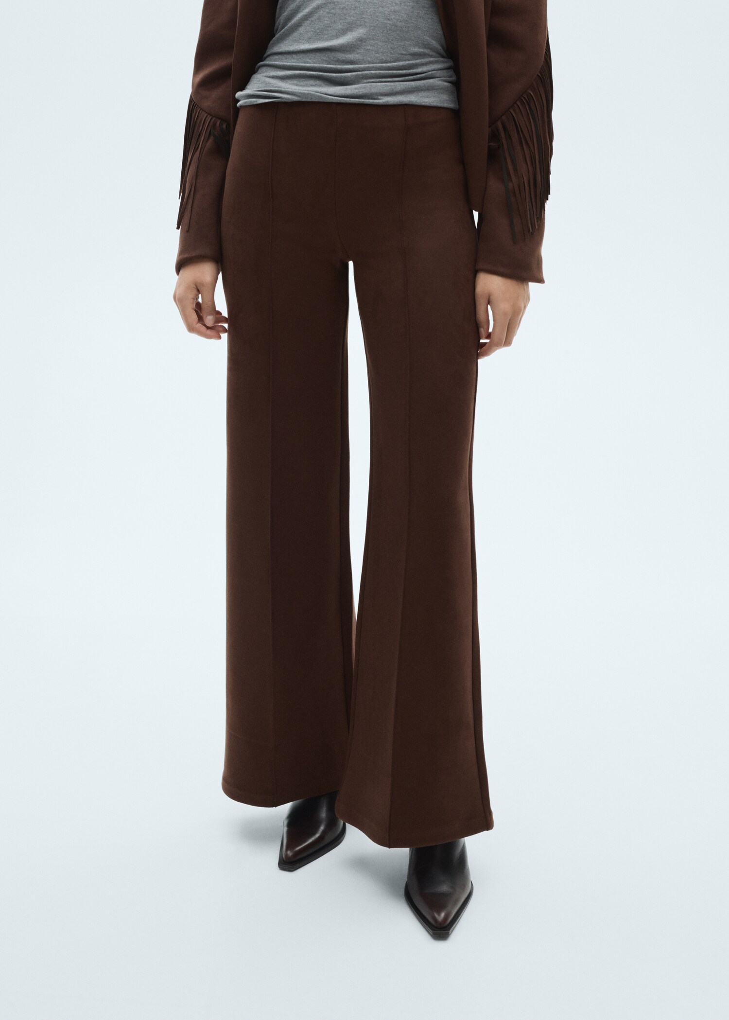 Wideleg suede-effect trousers Women MANGO Niger
