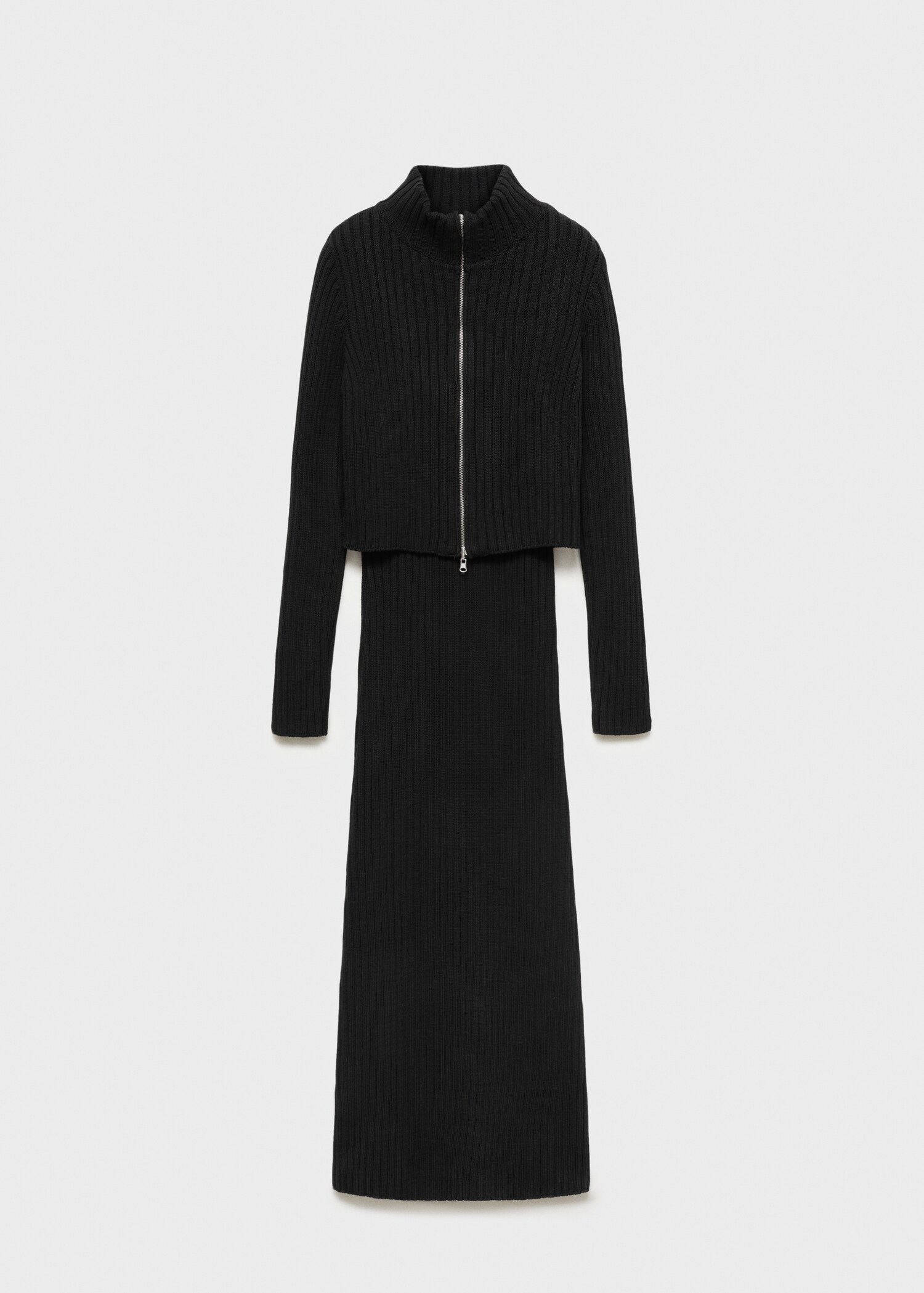 Combined knitted dress with zip - Article without model