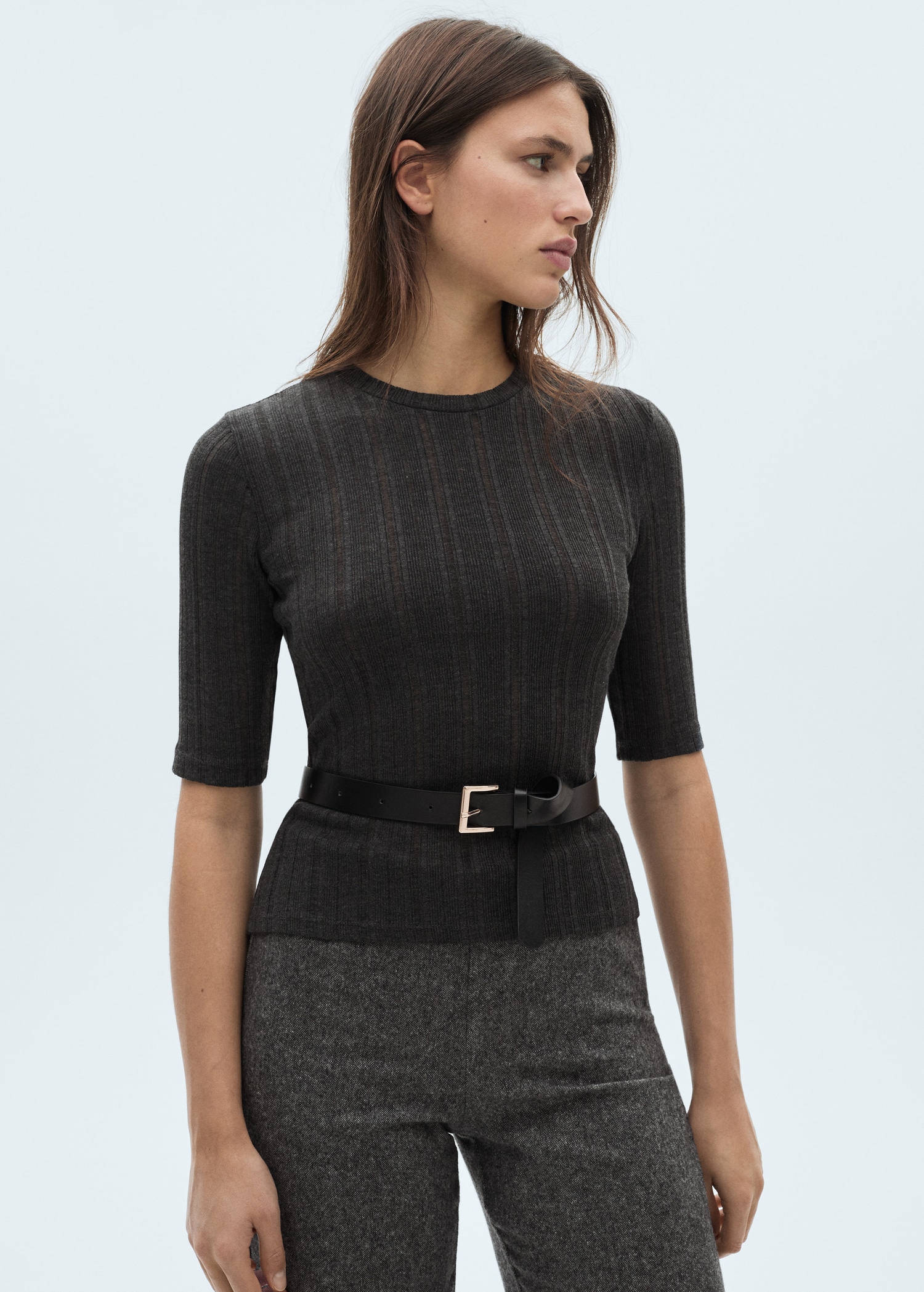 T-shirt maille manches courtes - Plan moyen