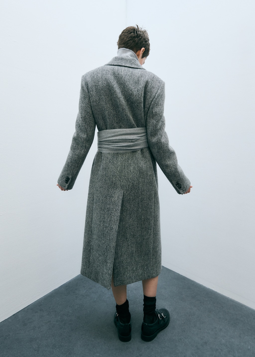 Flecked wool-blend coat