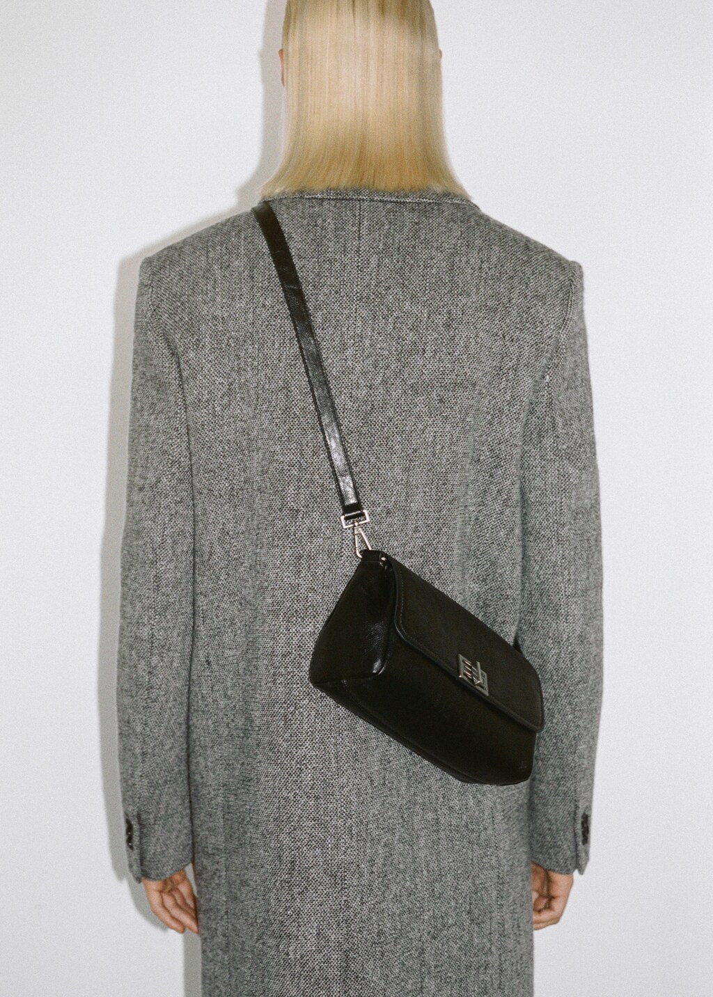 Flecked wool-blend coat