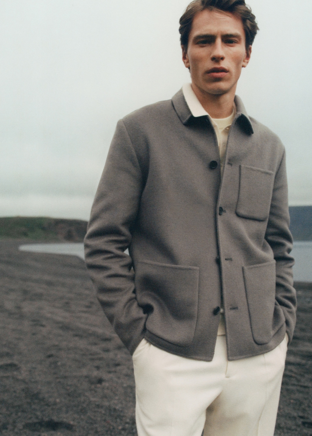 Handmade wool overshirt with pockets