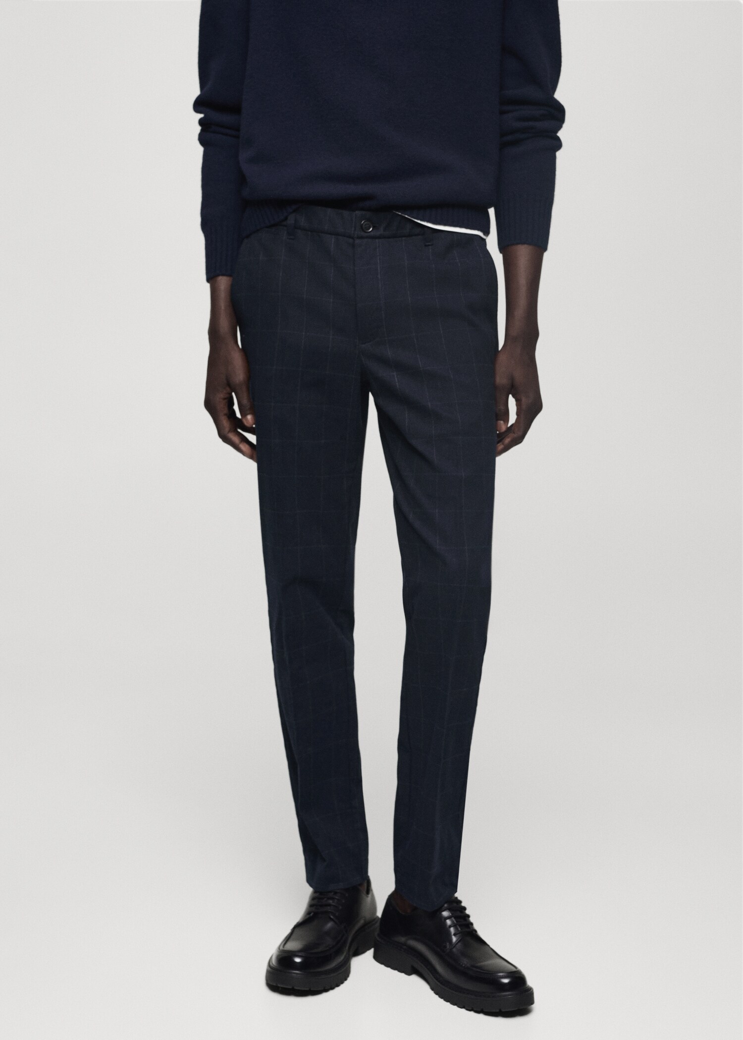 Slim fit checked cotton trousers - Medium plane