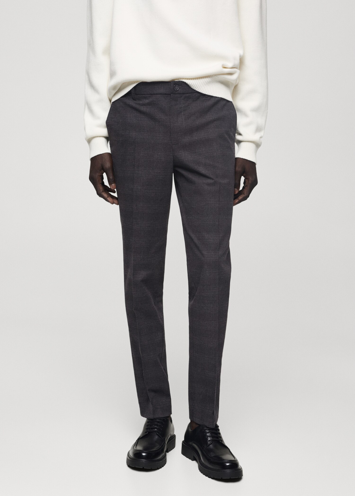 Cotton slim-fit check trousers - Medium plane