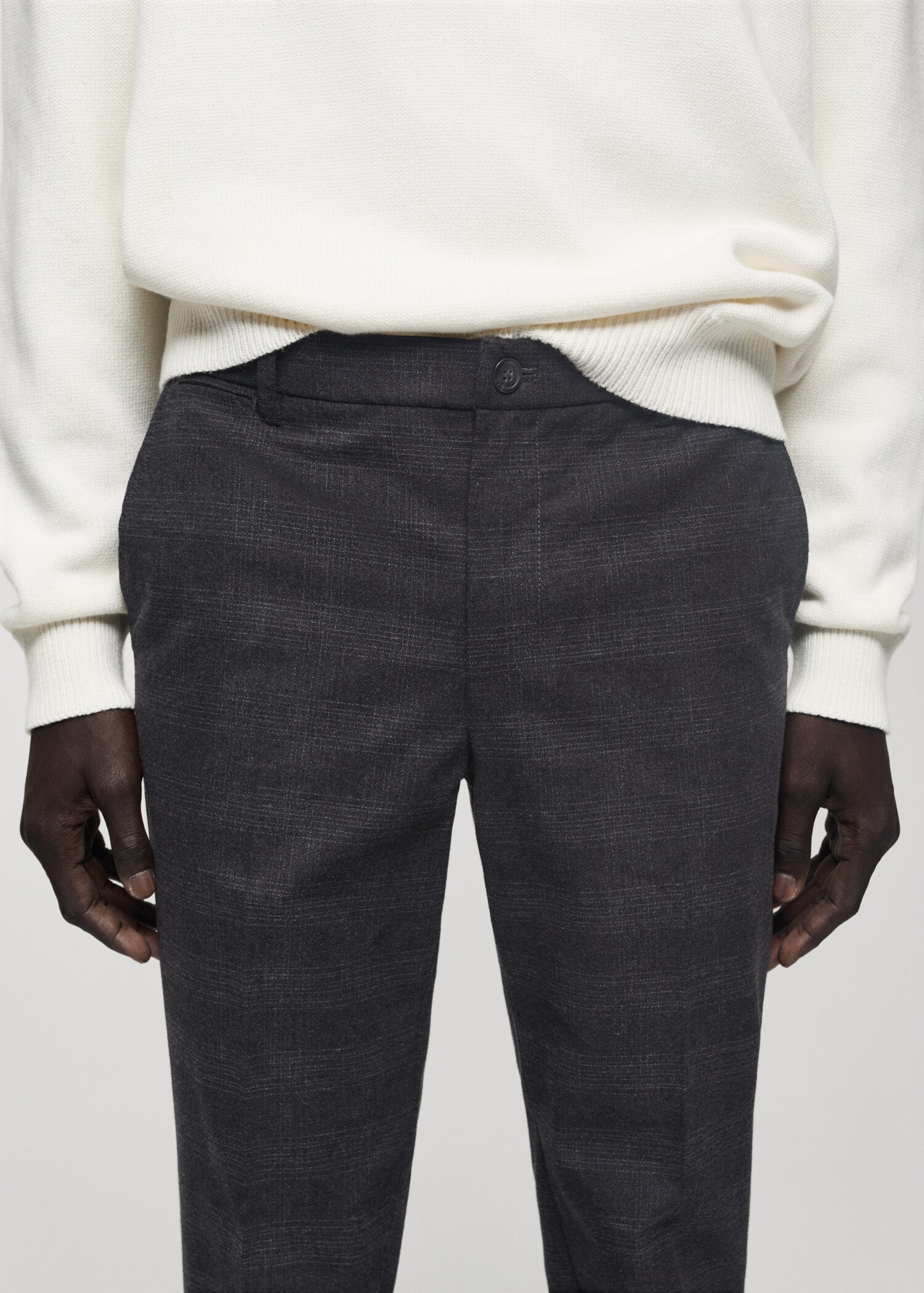 Cotton slim-fit check trousers - Details of the article 1