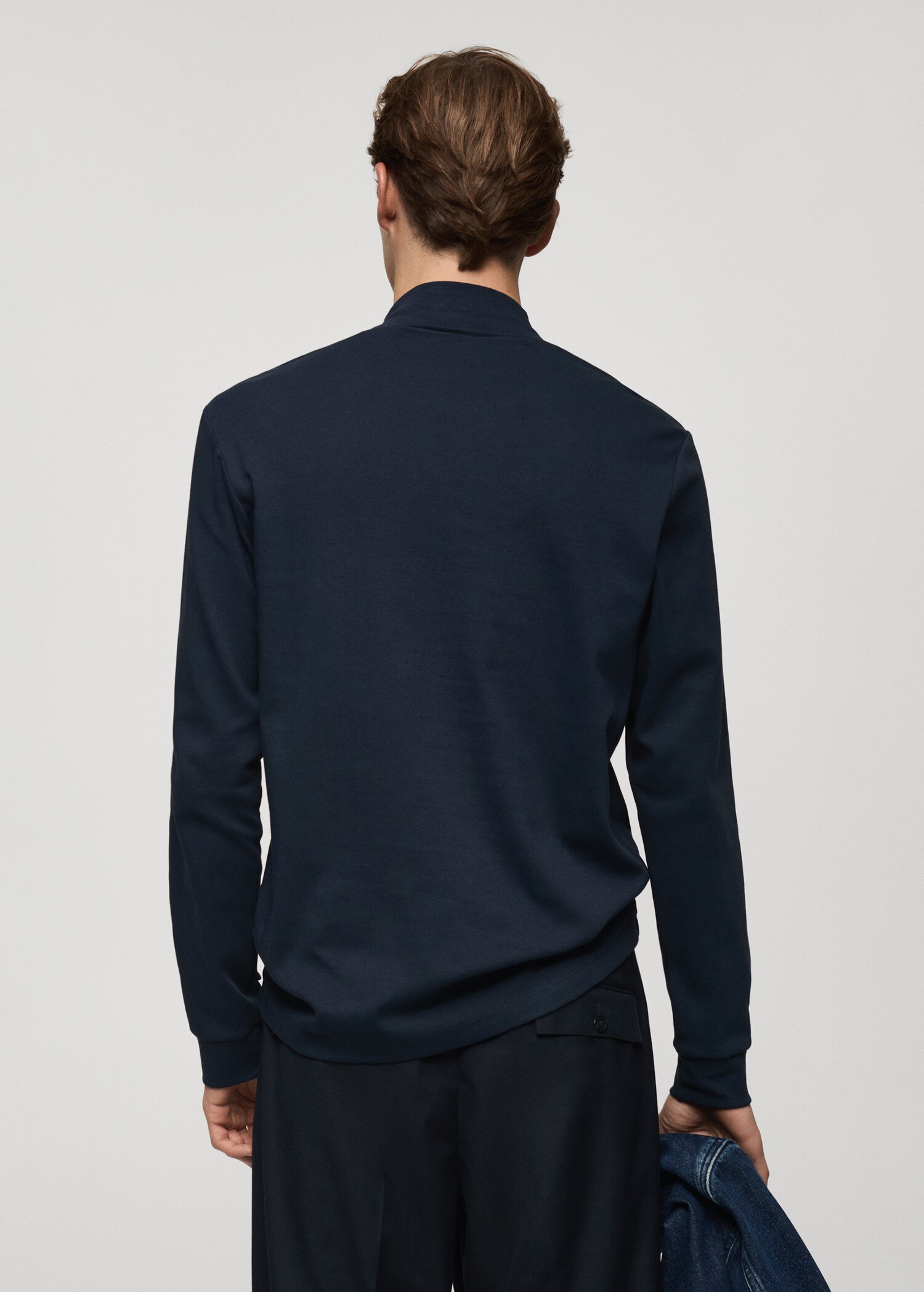 Cotton t-shirt with perkins neck - Reverse of the article