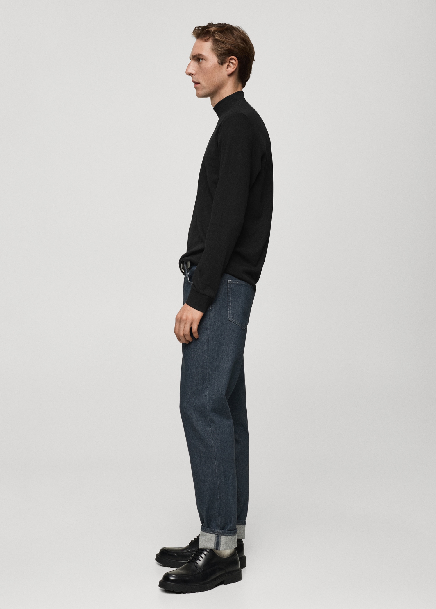 Cotton t-shirt with perkins neck - Details of the article 2