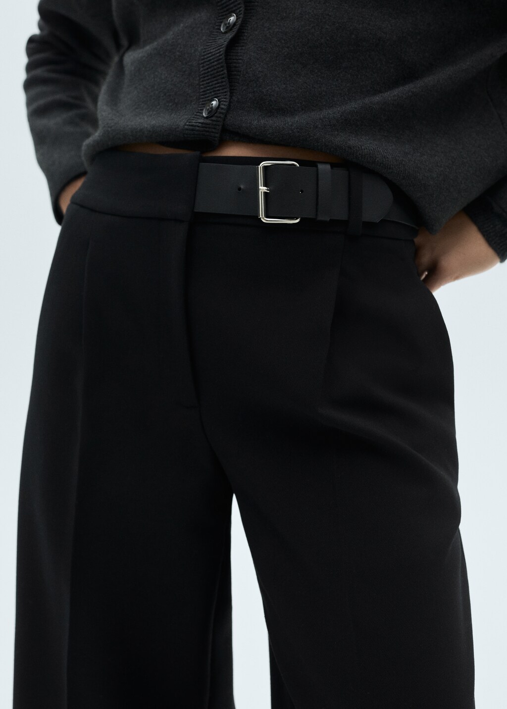 MANGO Belt straight fit trousers Black 1 Woman