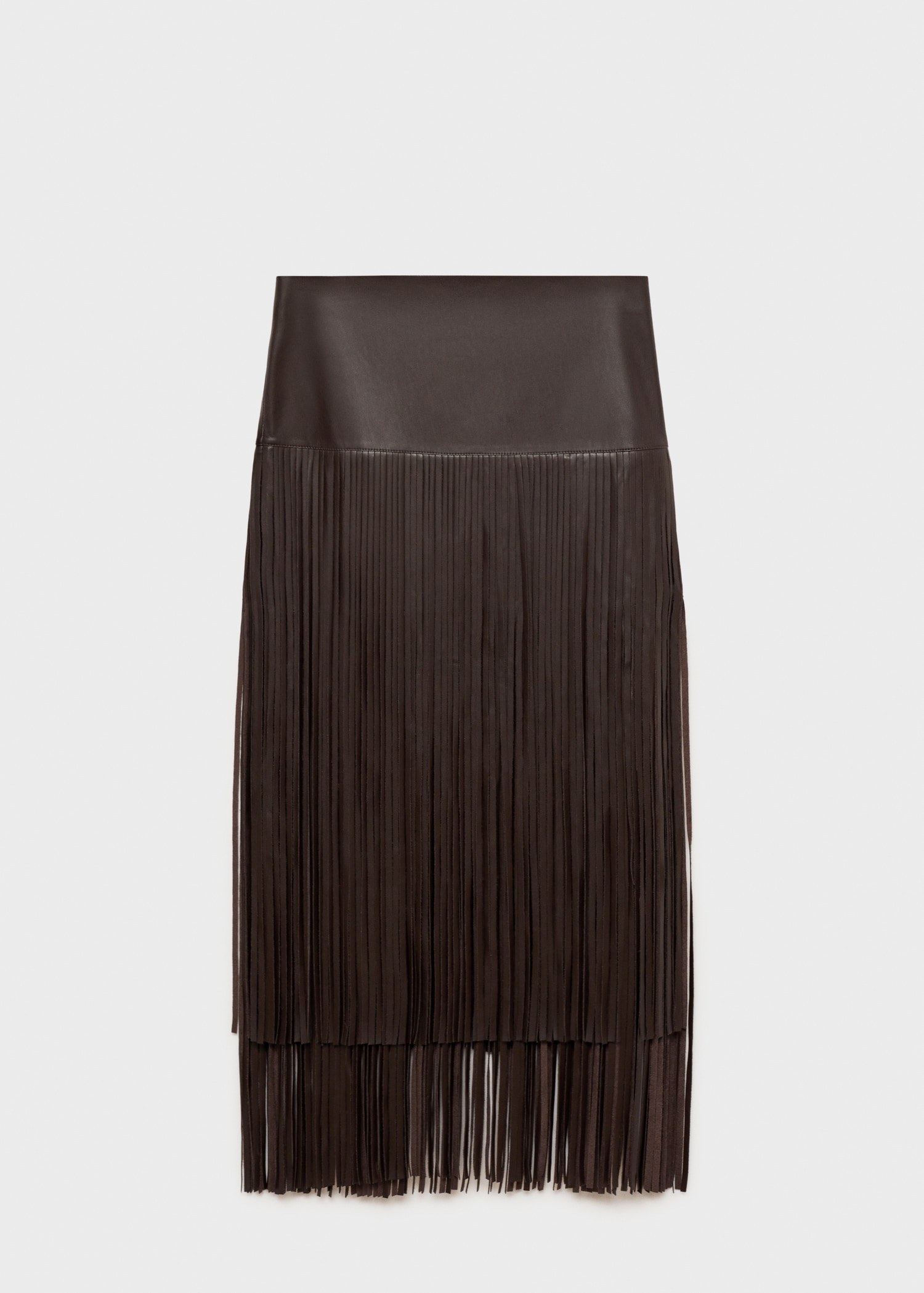 Midi Skirt Leather Tassel Skirt Pink Tartan Faux Leather Fringe