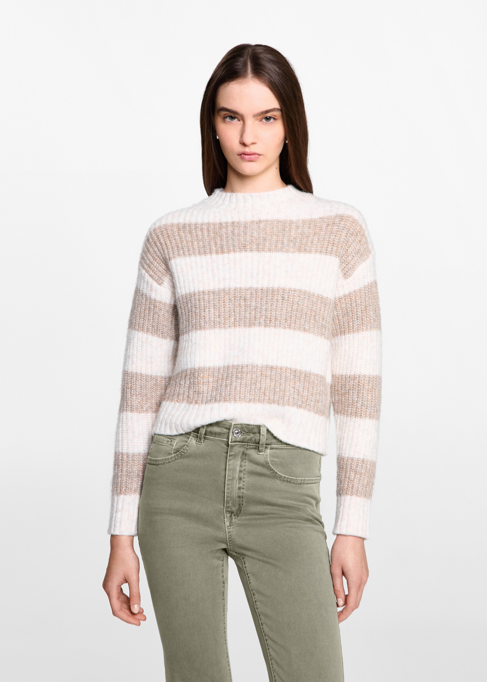 Pantalón flare - Plano medio, Verde medio. Ref: 77058273-00.