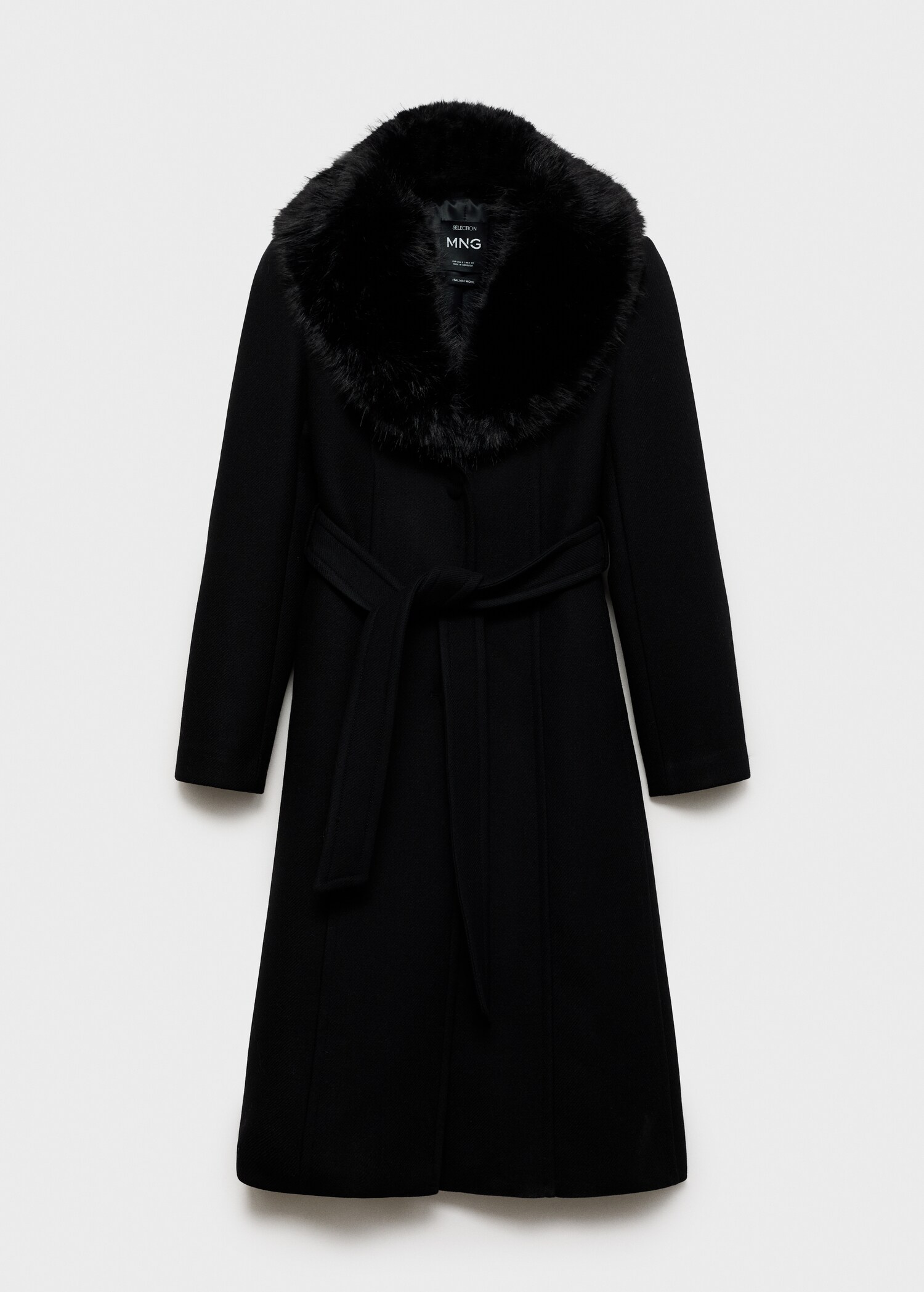 Manteau laine col imitation fourrure amovible - Article sans modèle