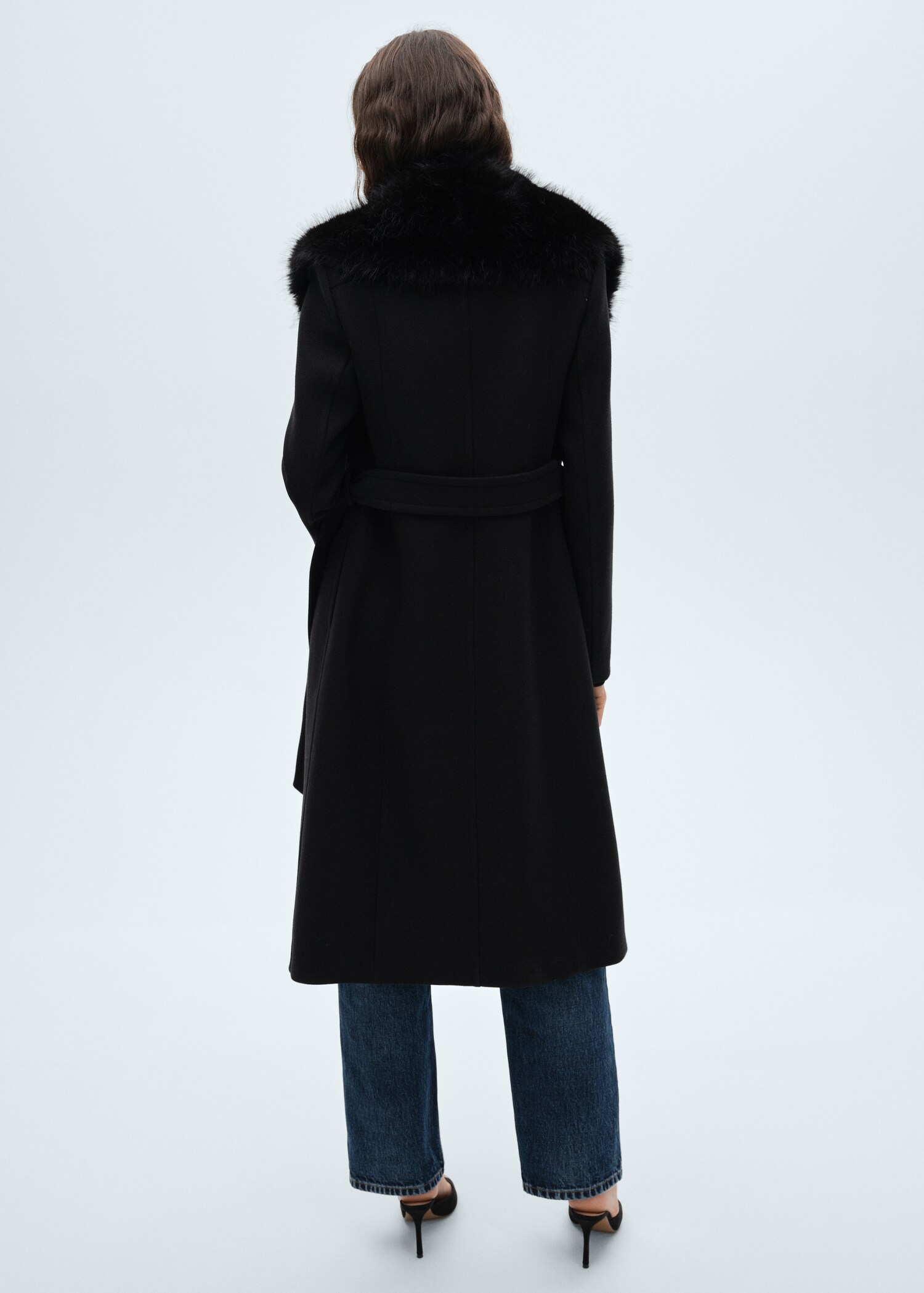 Manteau laine col imitation fourrure amovible - Verso de l’article