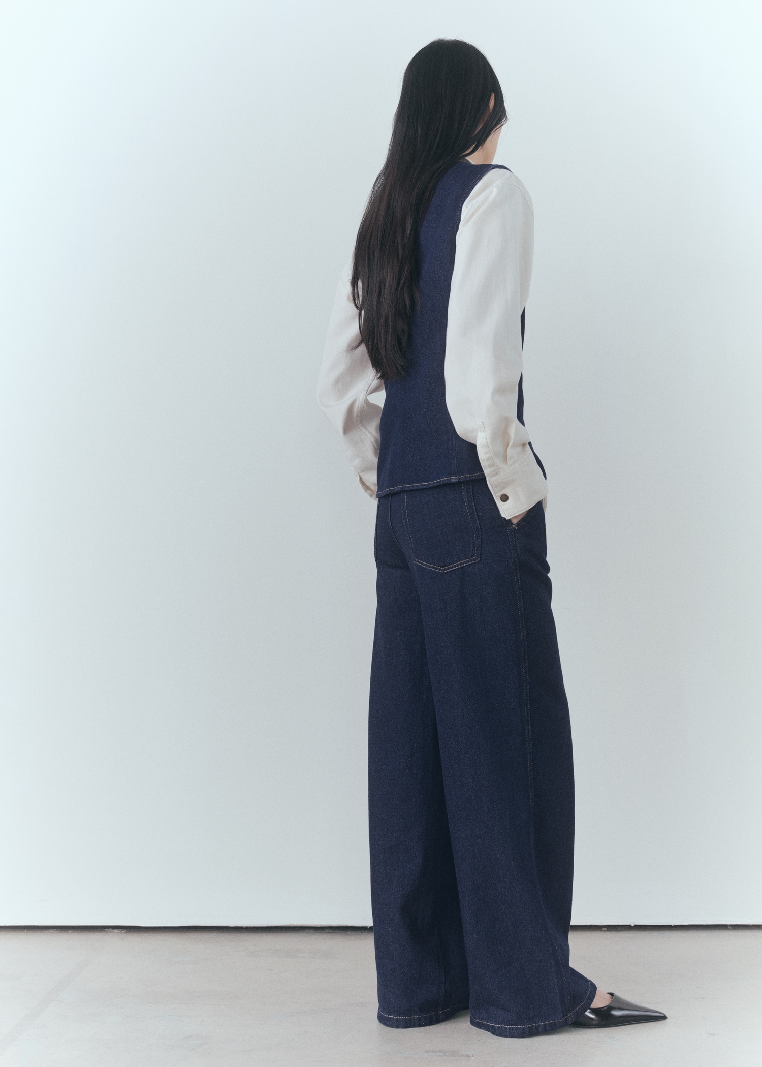 Wideleg rinse-wash jeans - Reverse of the article