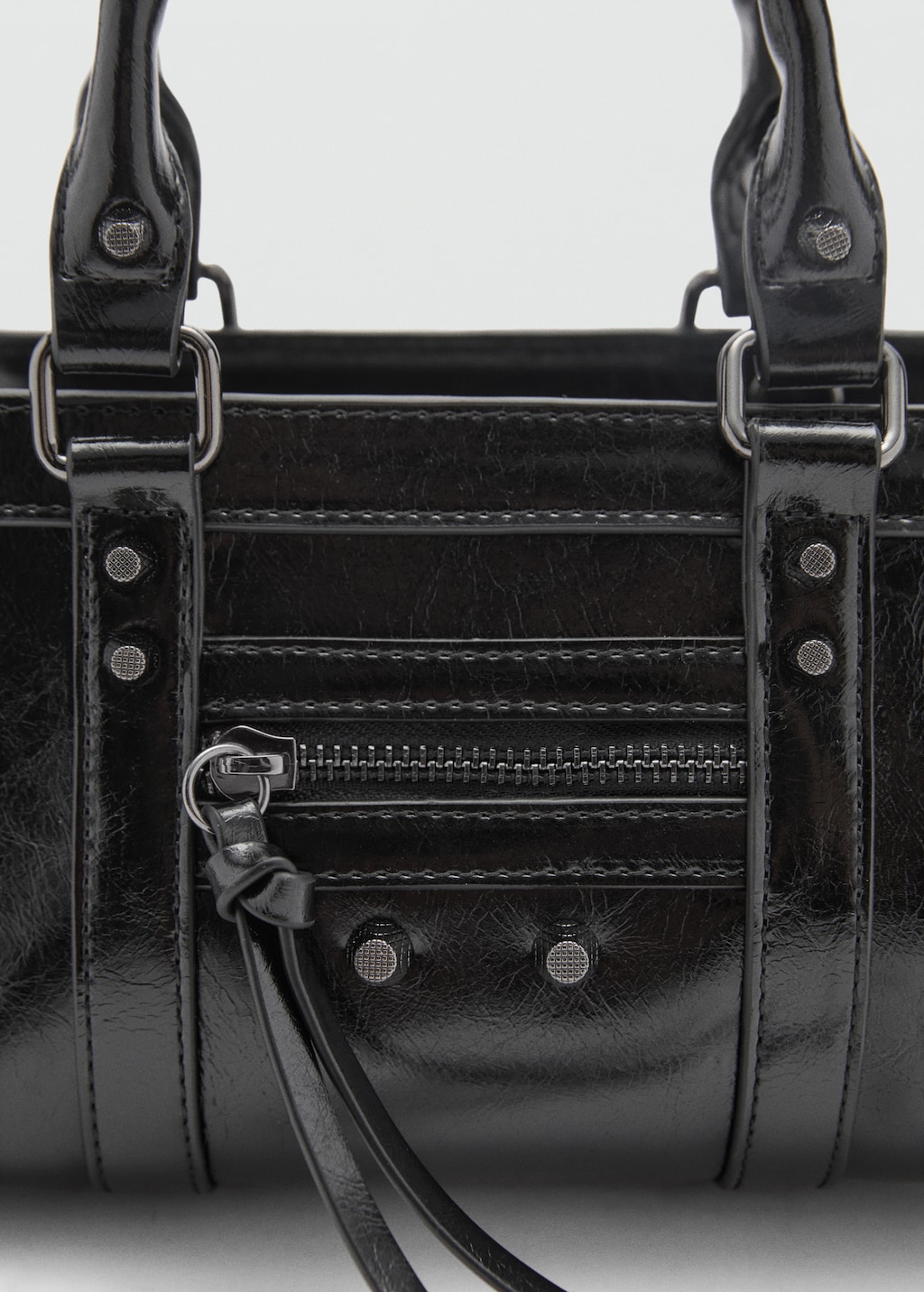 MANGO TEEN Mini bag with studded handles Black One size Teenage girl