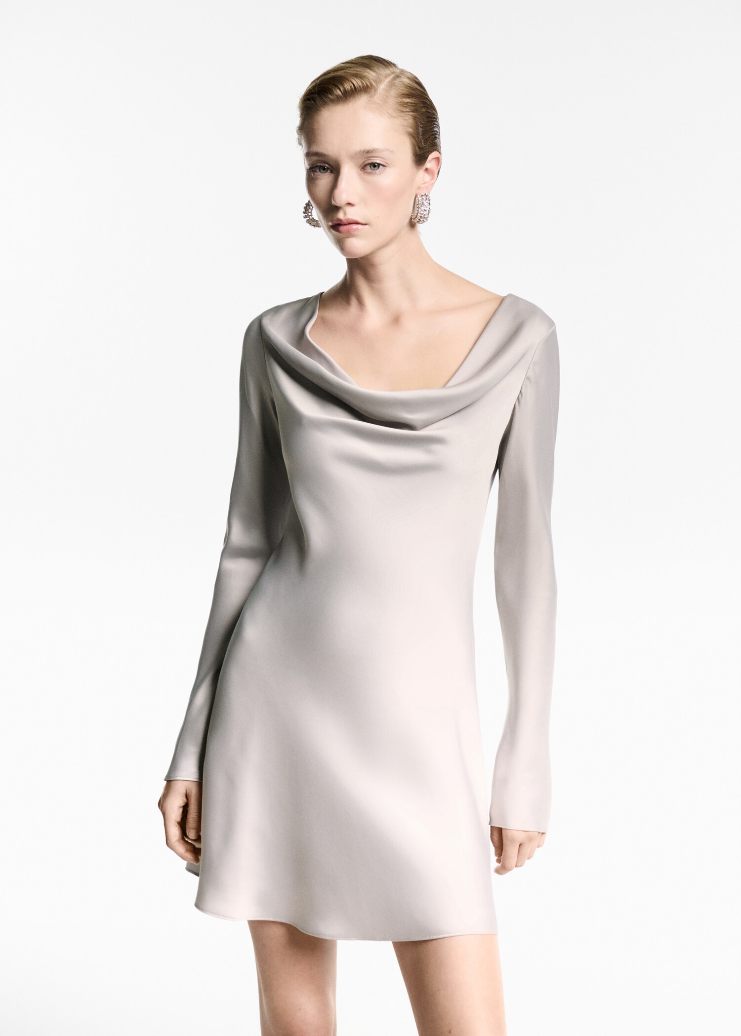 Draped neck satin dress - Medium plane