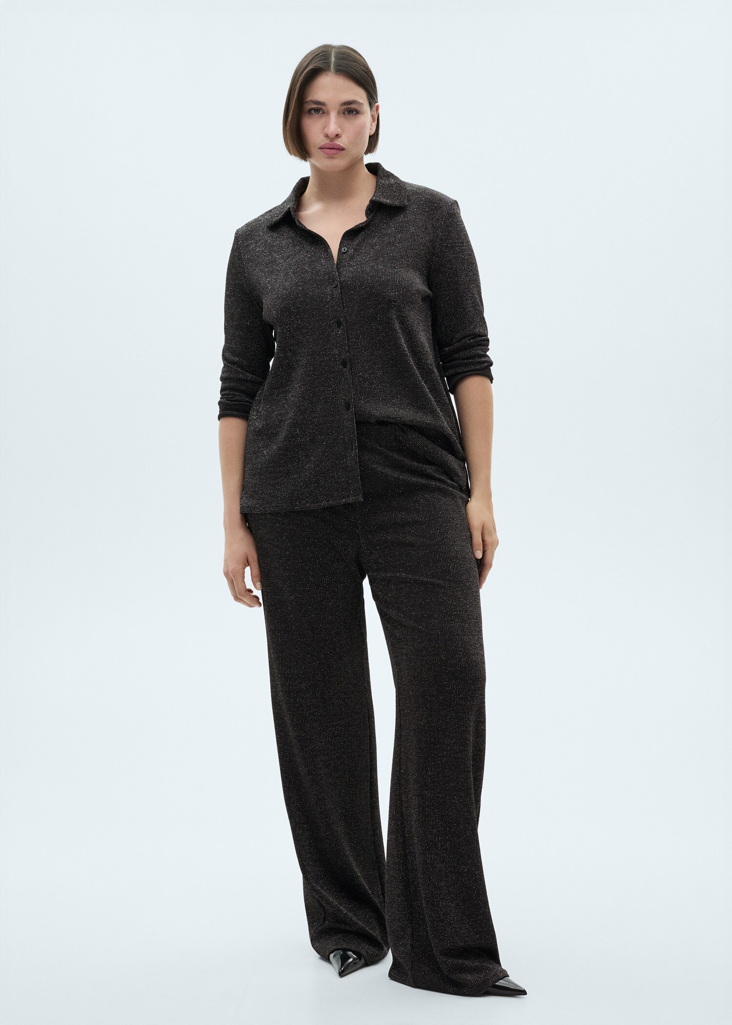 Pantaloni evazați din tricot lurex - Detaliu al articolului 3
