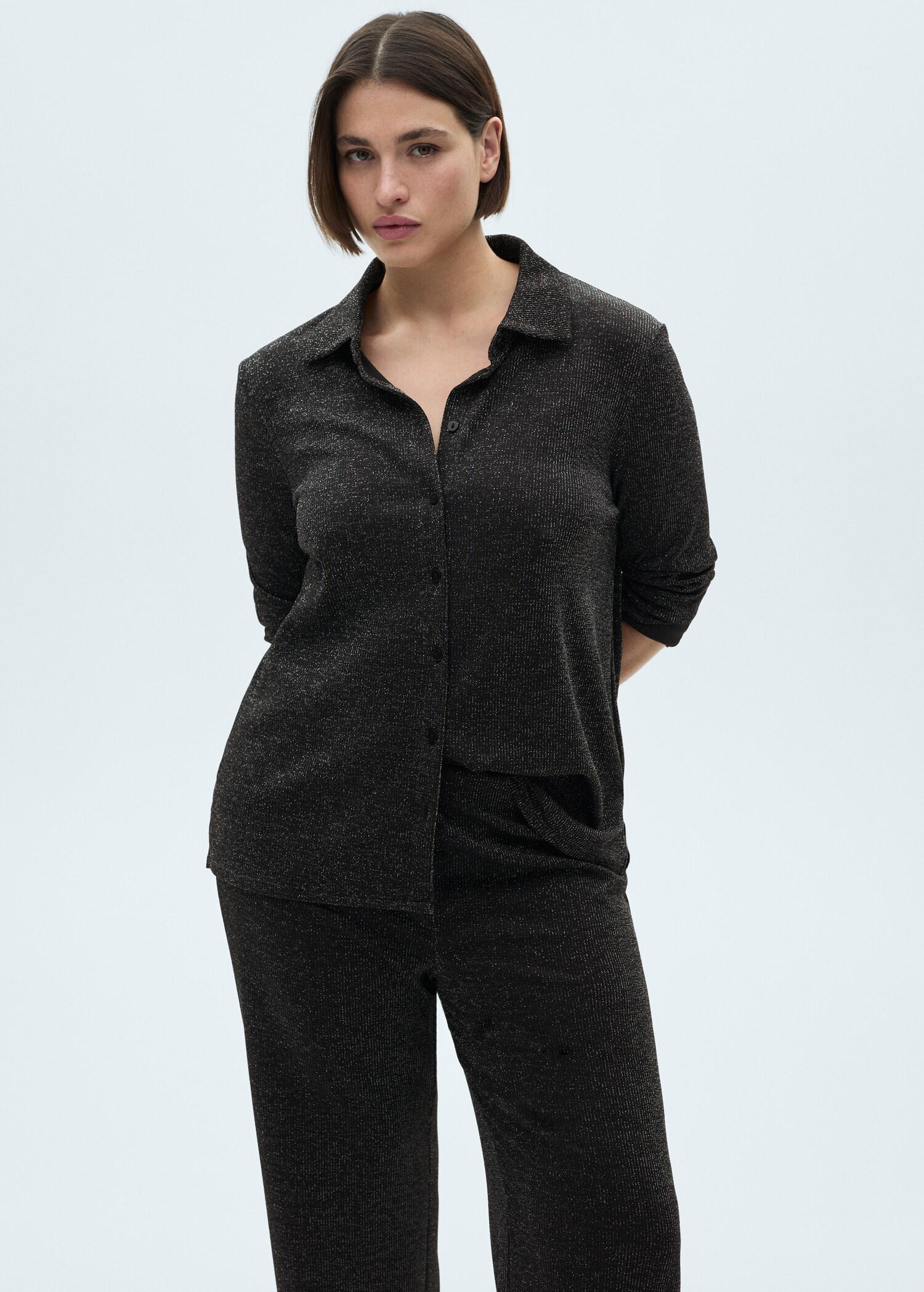 Pantaloni evazați din tricot lurex - Detaliu al articolului 5