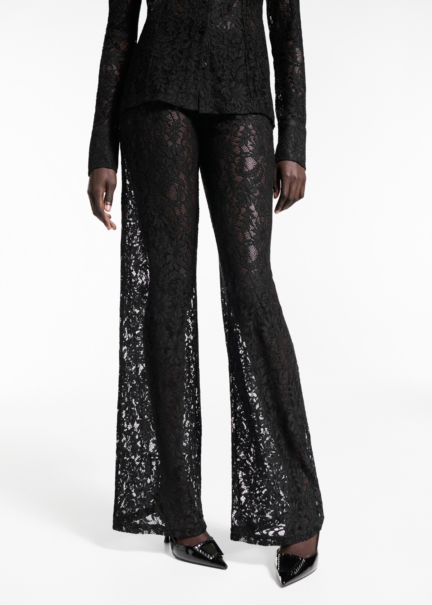 Wideleg lace trousers - Medium plane