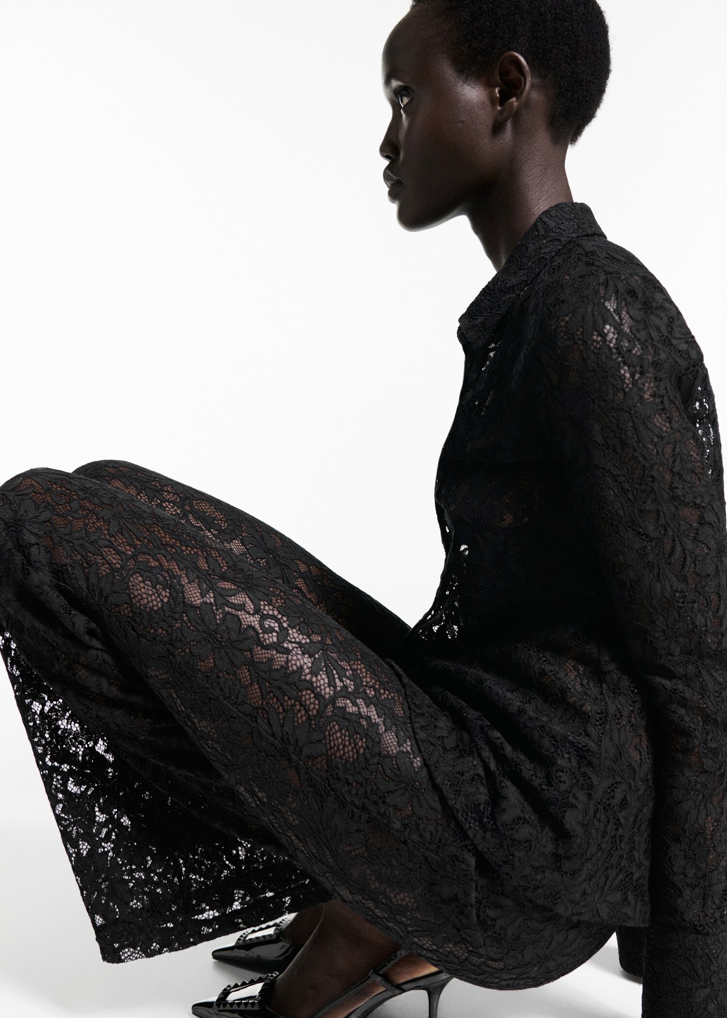 Wideleg lace trousers - Details of the article 1