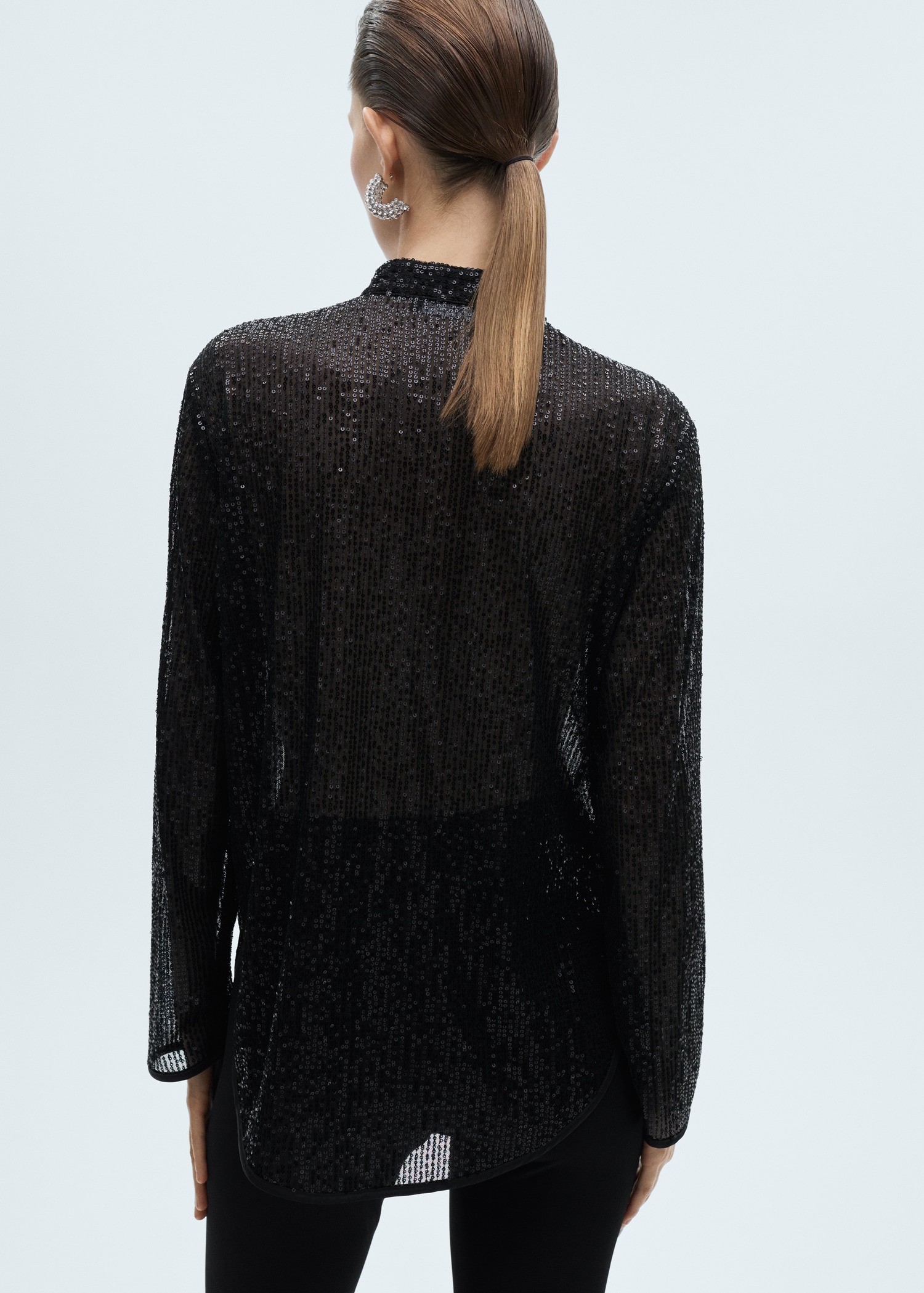 Semi-transparent sequined shirt - Reverse of the article