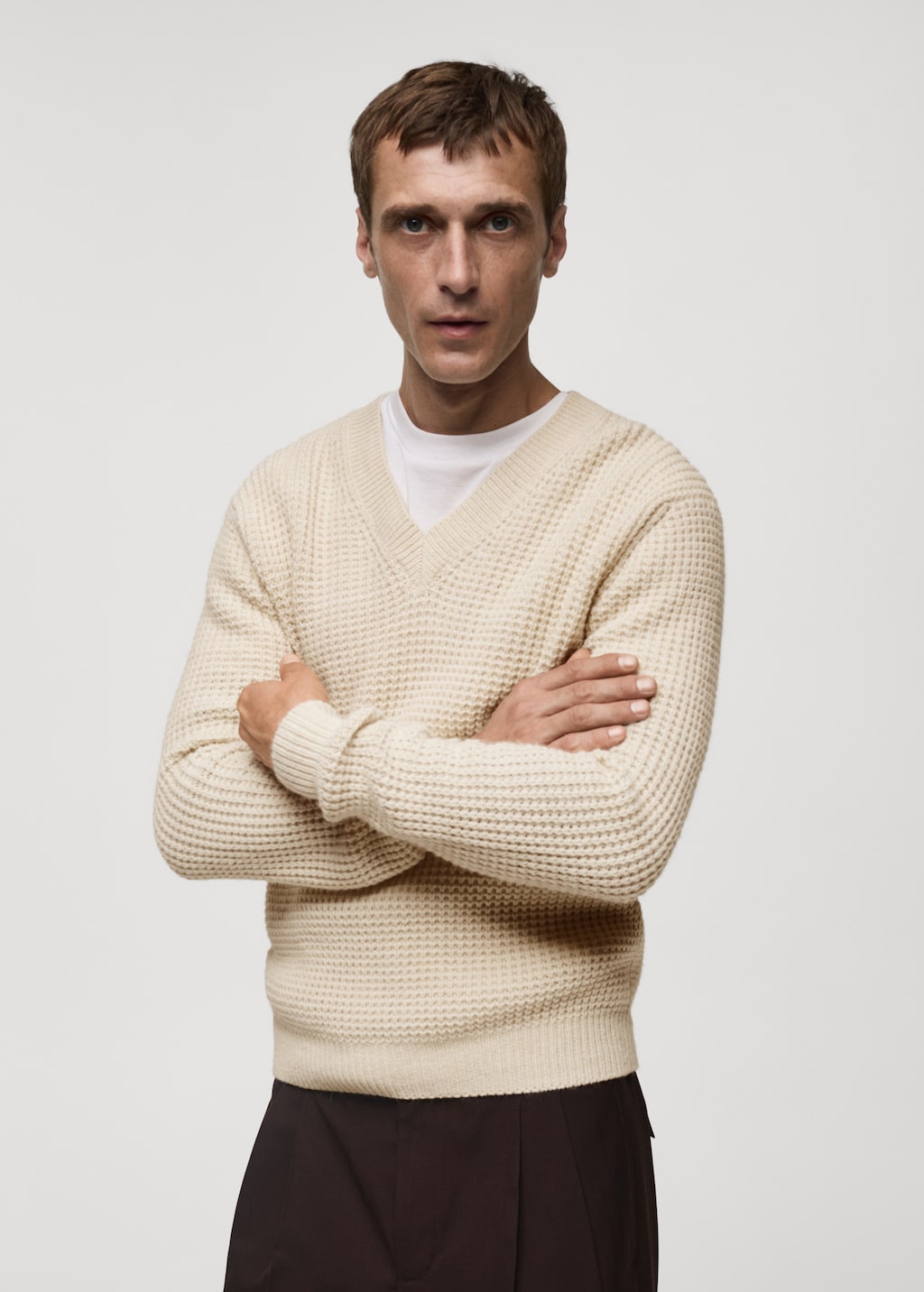 V neck alpaca wool sweater