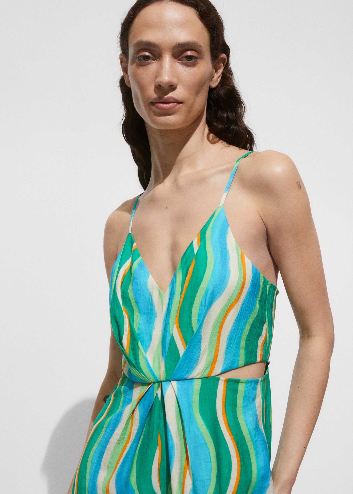 Printed draped jumpsuit with slits - Medium plane