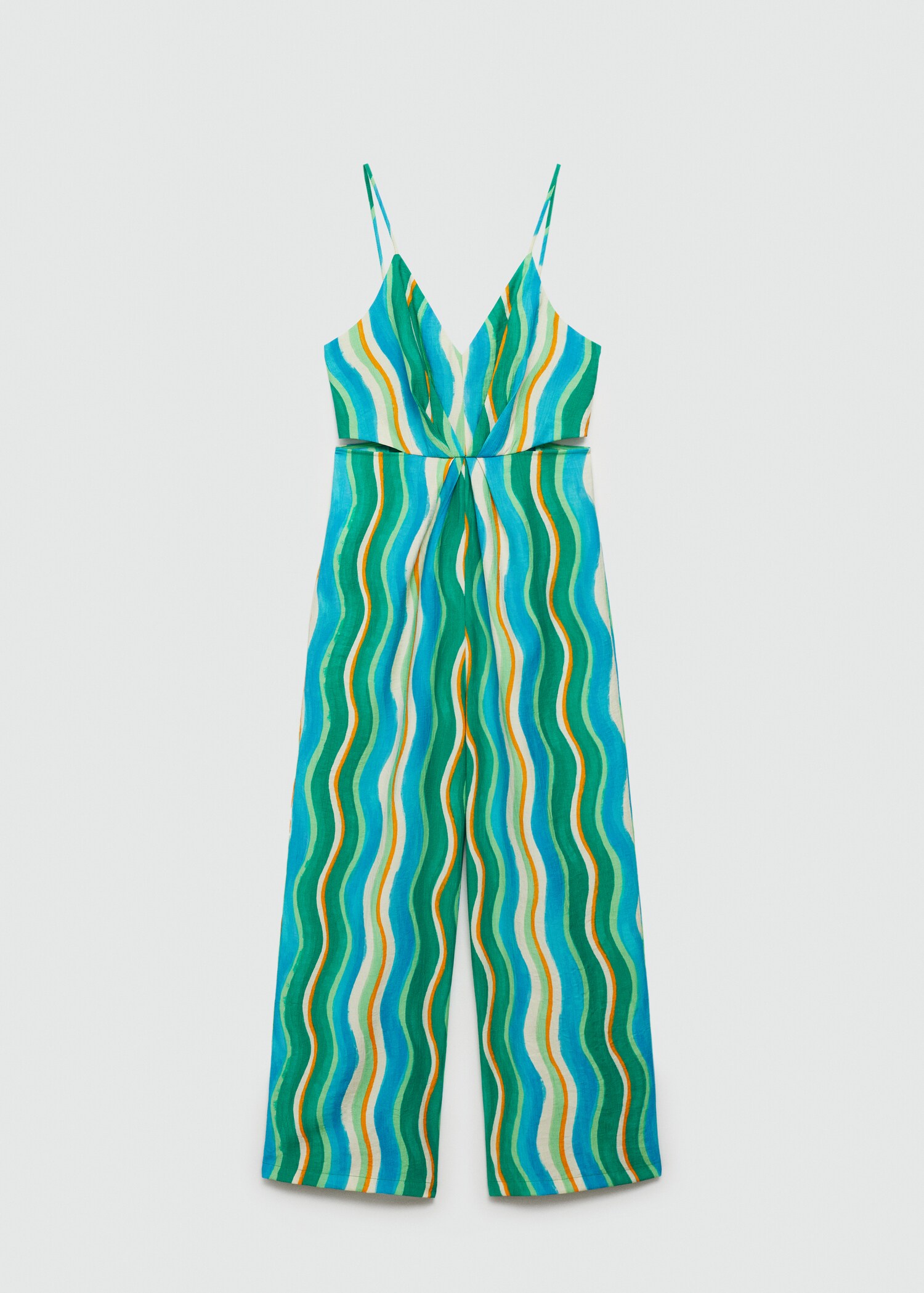 Printed draped jumpsuit with slits - Article without model