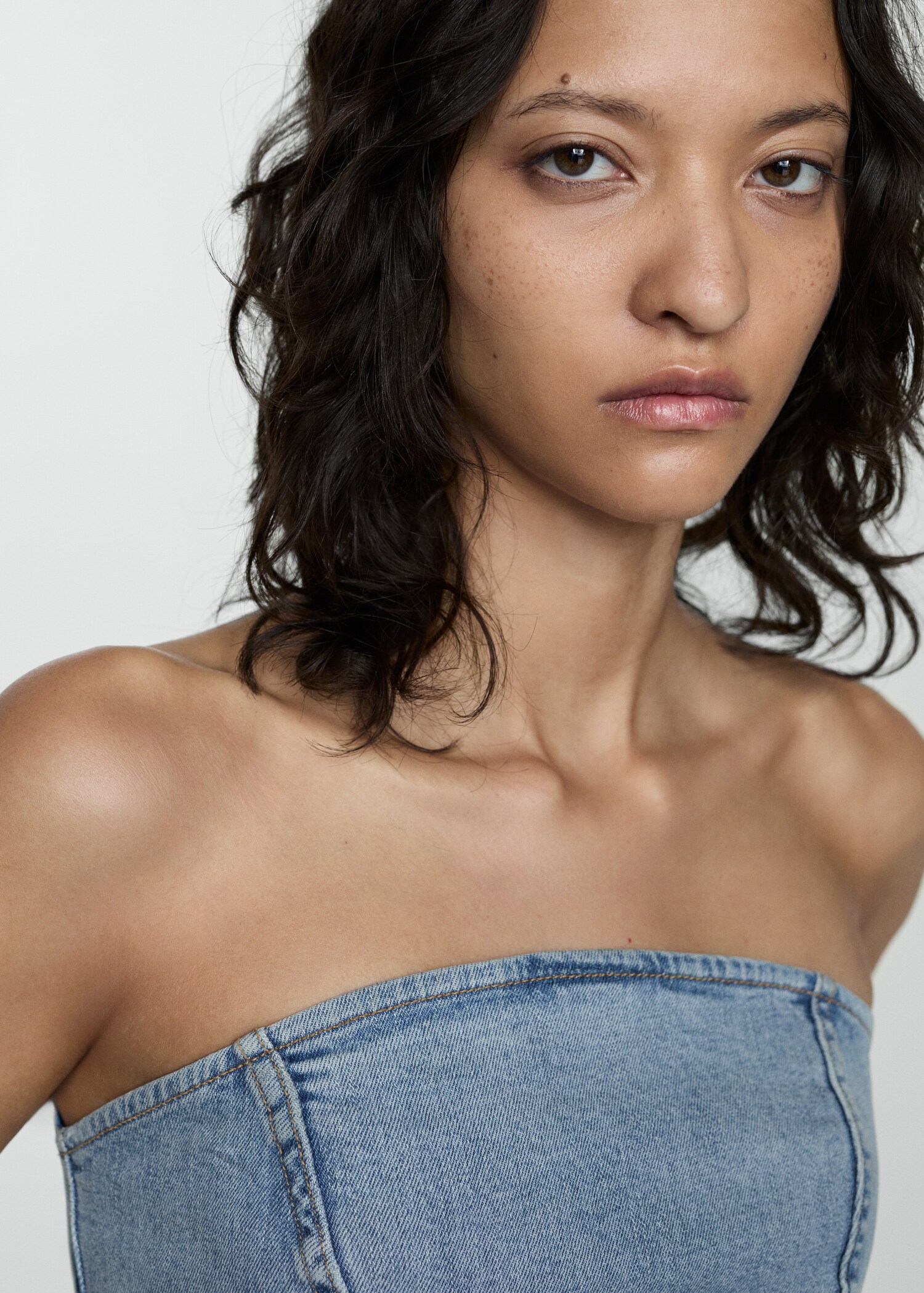 Denim strapless top - Details of the article 1