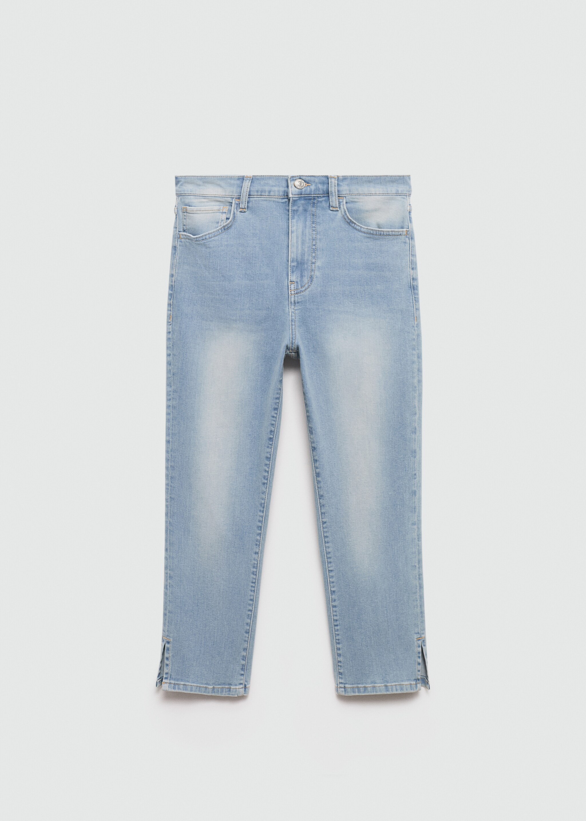 Side opening capri jeans - Article without model, Medium Blue. Ref: 77060382-00.