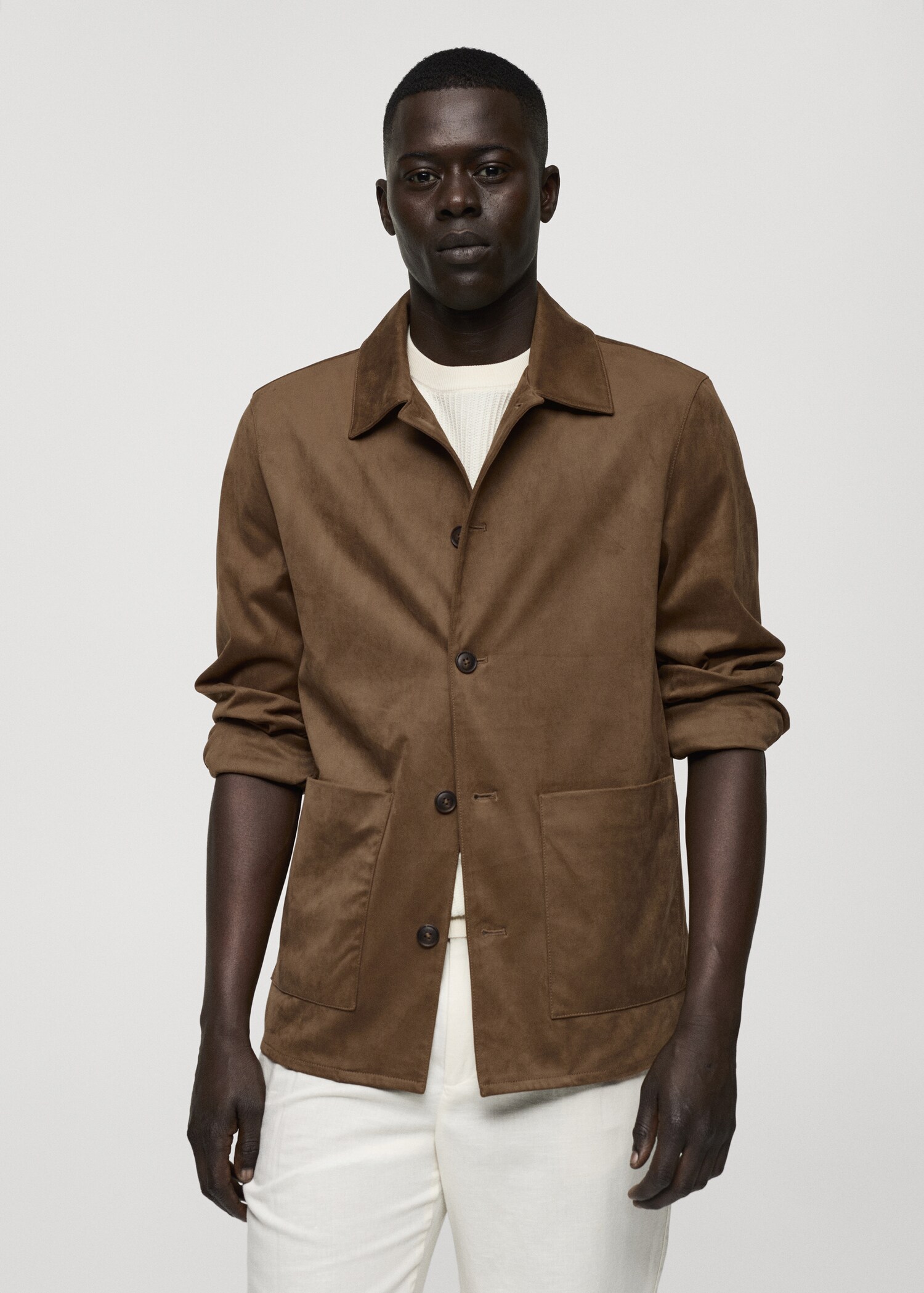Overshirt mit Wildleder-Effekt und Taschen - Herren | MANGO 