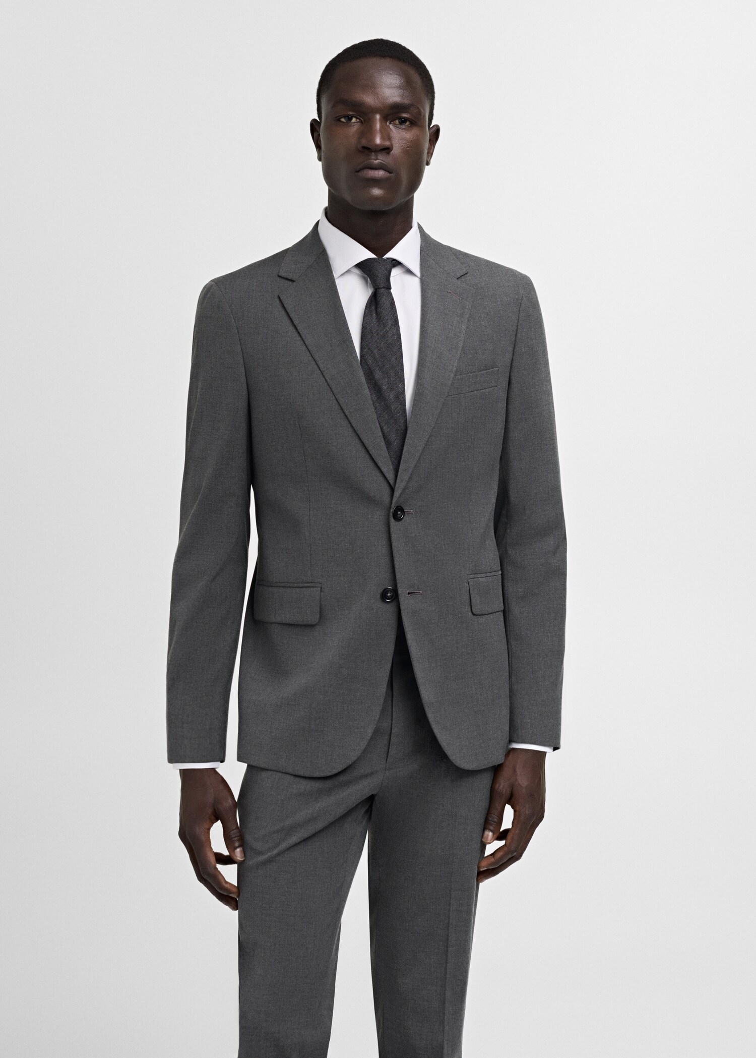Stretch-fabric slim-fit suit jacket - Medium plane