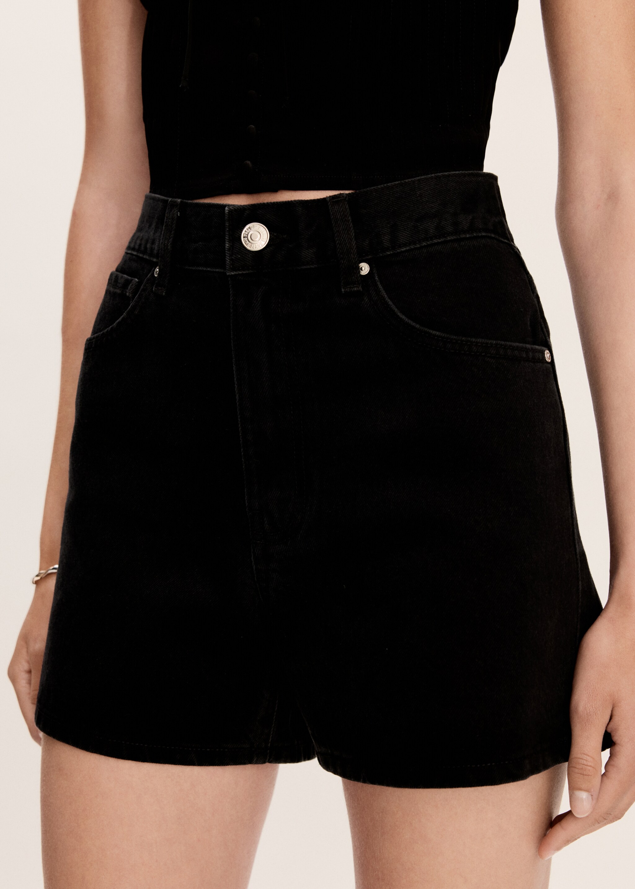 High-rise denim shorts - Details of the article 6