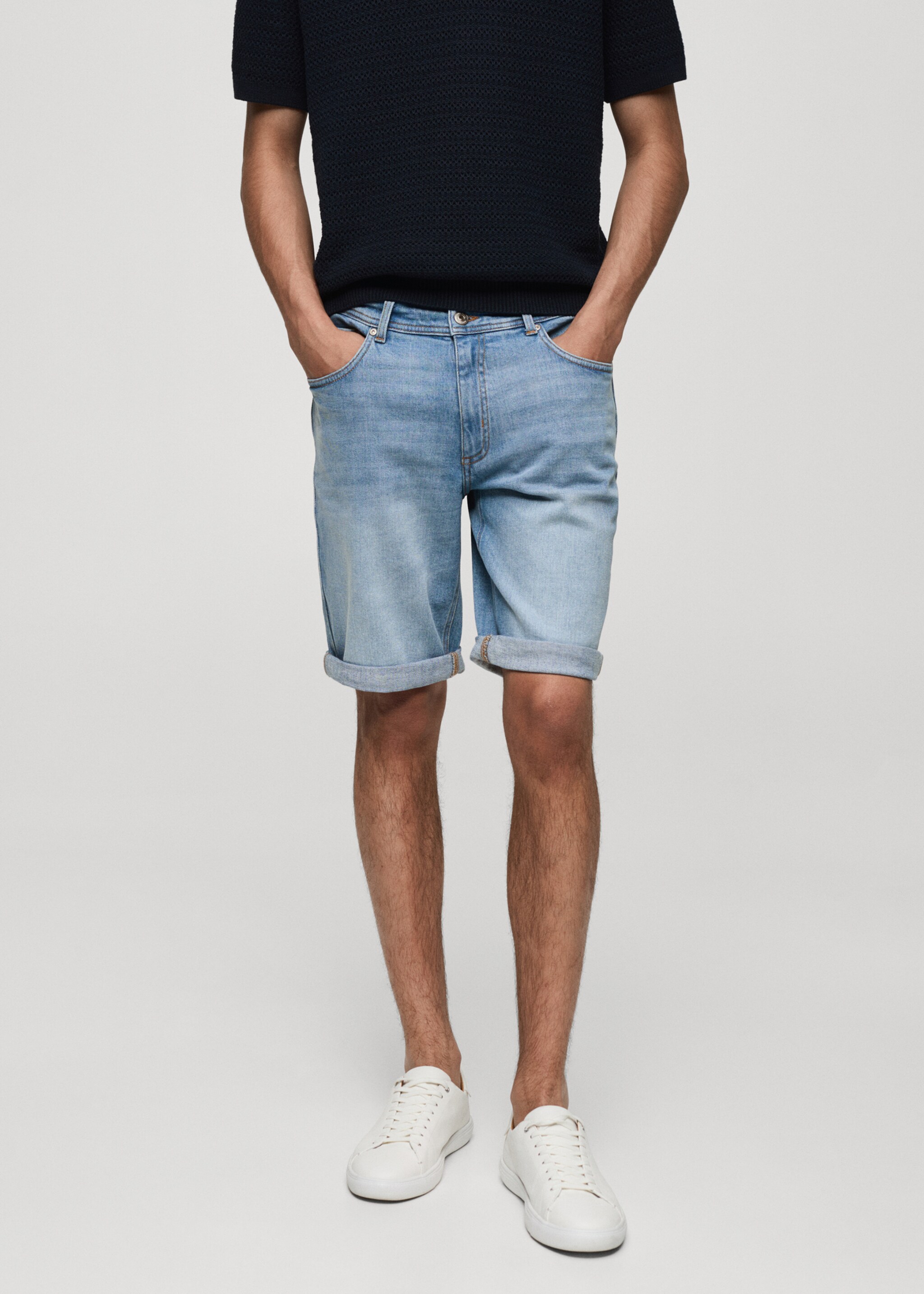 Bermudas vaqueras slim fit - Plano medio