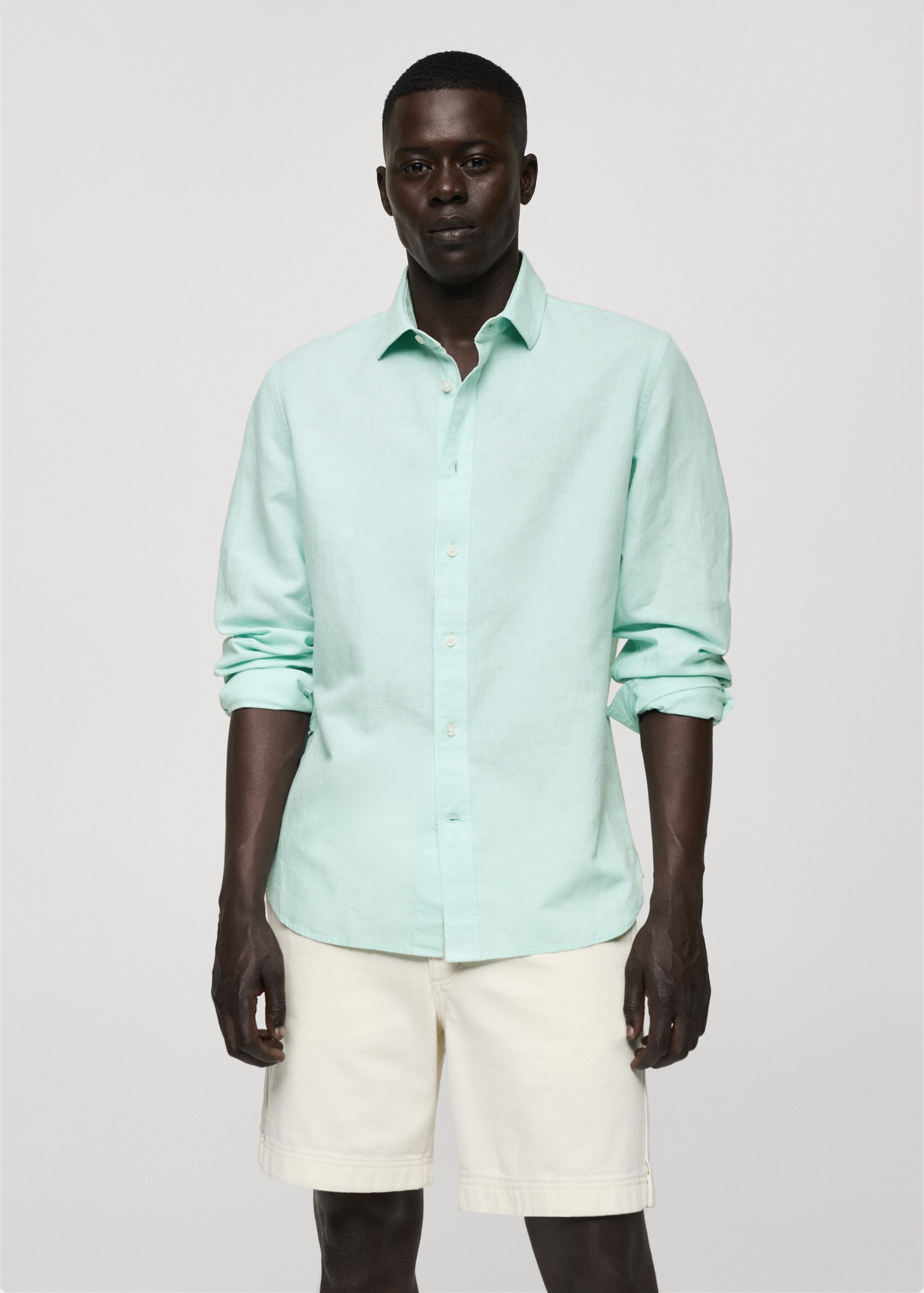 Classic fit linen blend shirt - Medium plane