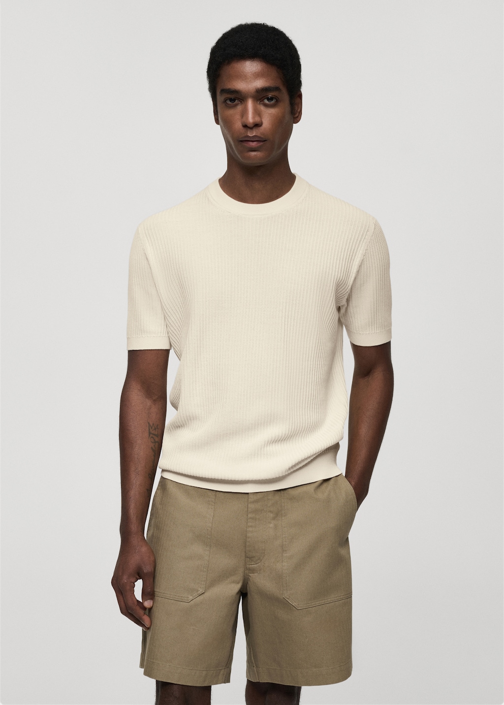 Mango Geripptes Strick-T-Shirt