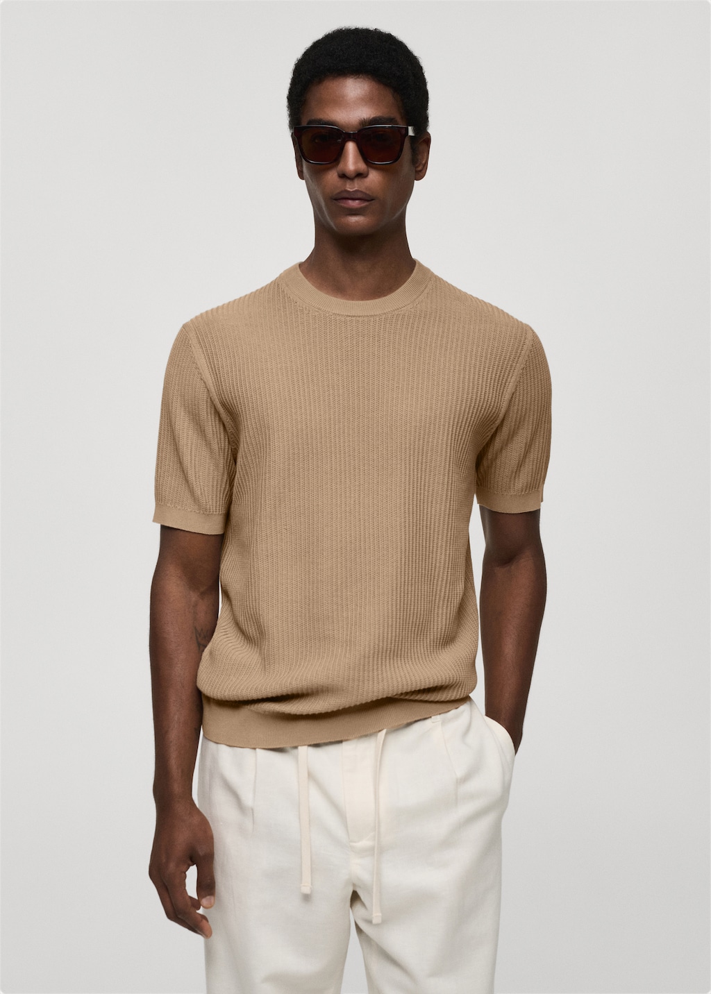 Mango Geripptes Strick-T-Shirt