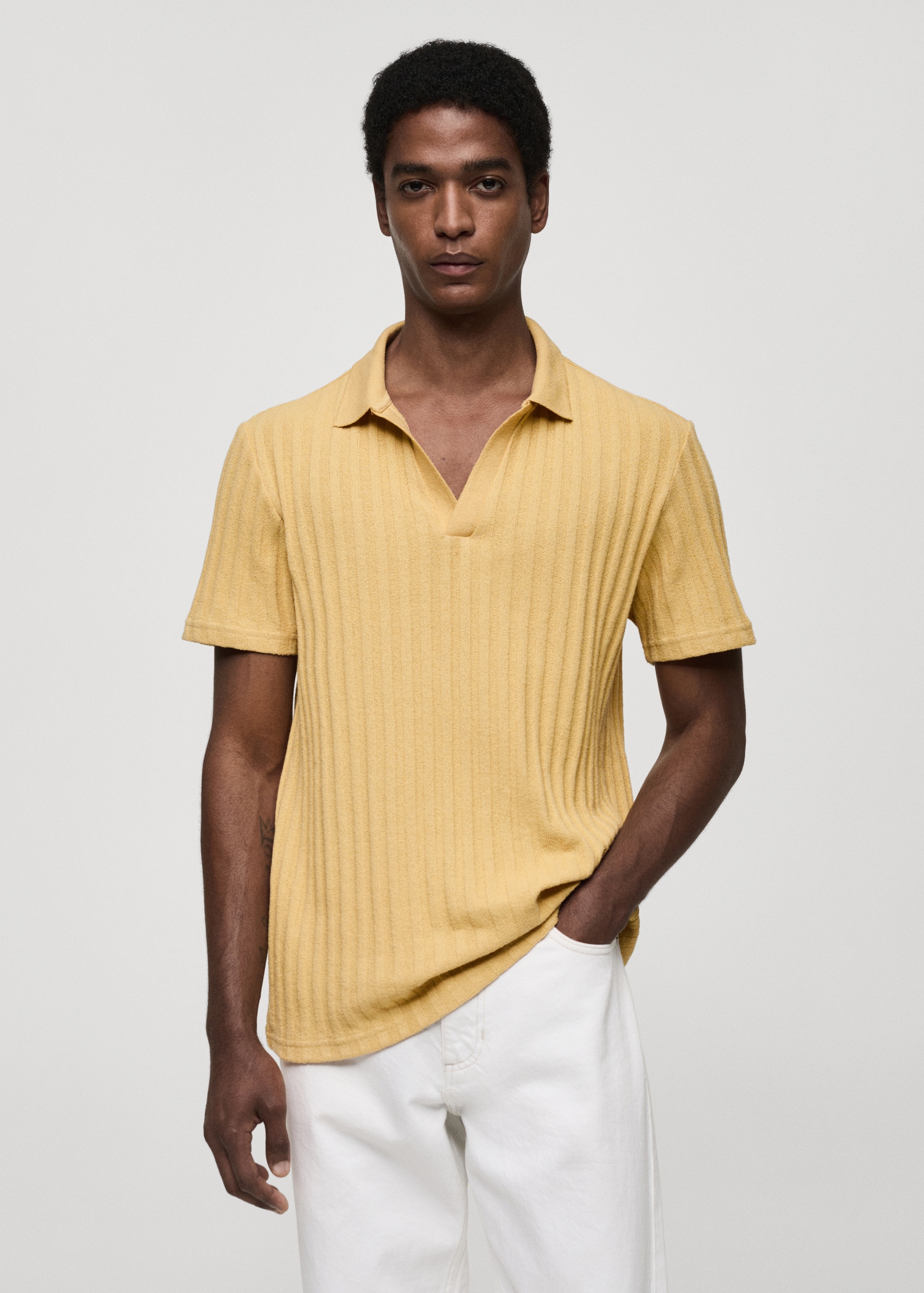 Polo regular-fit coton maille côtelée - Plan moyen