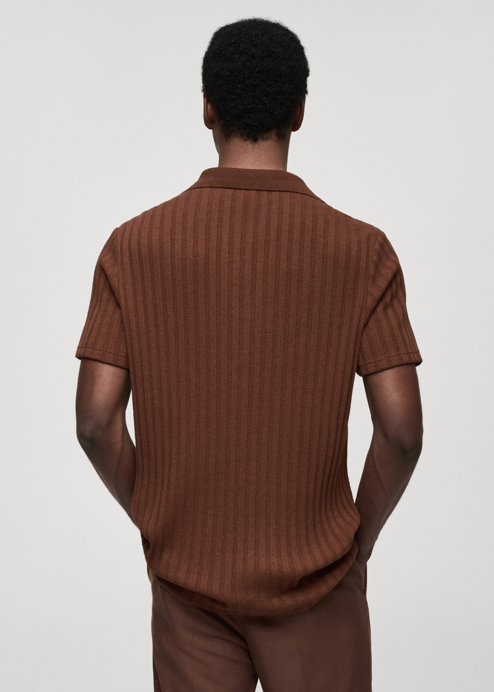 Regular-fit ribbed cotton polo shirt - Reverse of the article