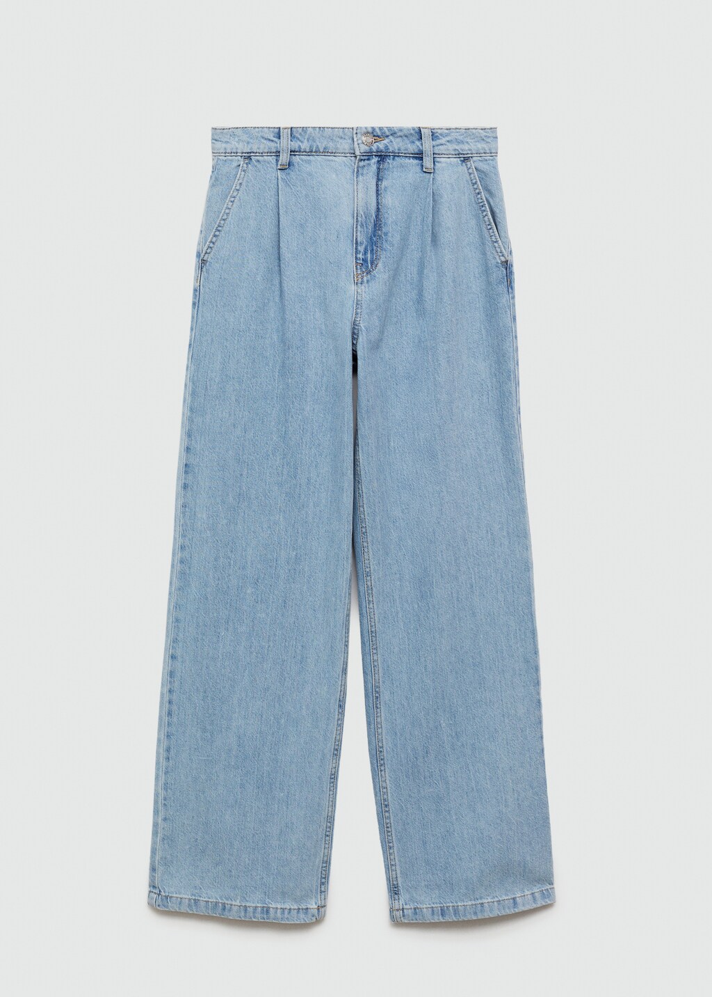 Wide-leg pleated jeans
